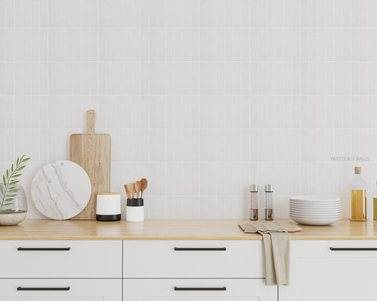 Vertical White Kit Kat Tile Style Wallpaper