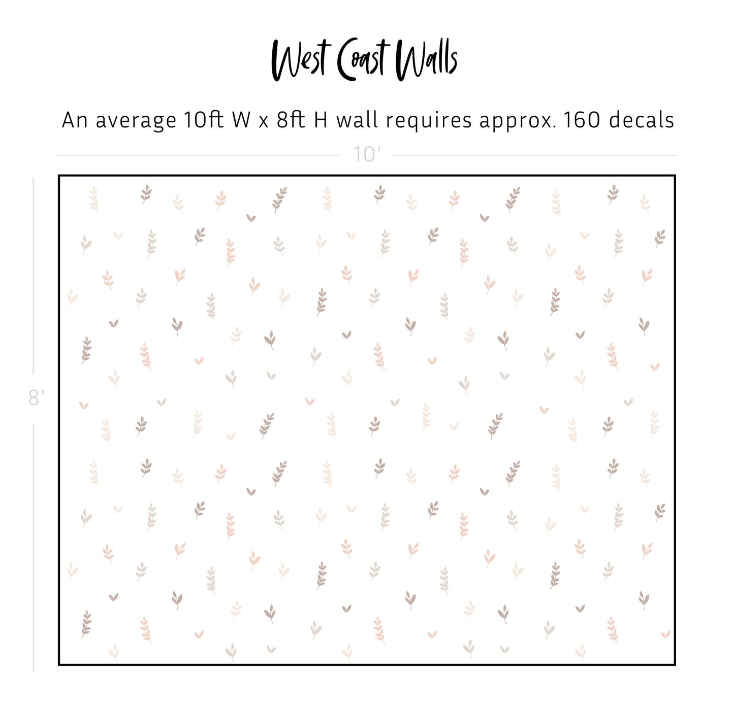 Solid Leaves Removable Wall Decals - Custom Colors Available