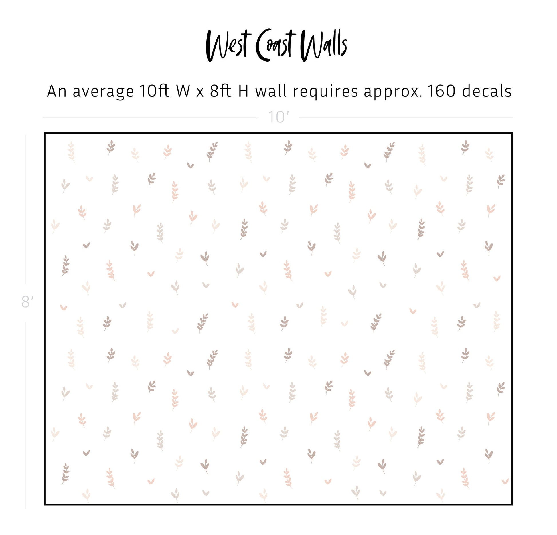Solid Leaves Removable Wall Decals - Custom Colors Available