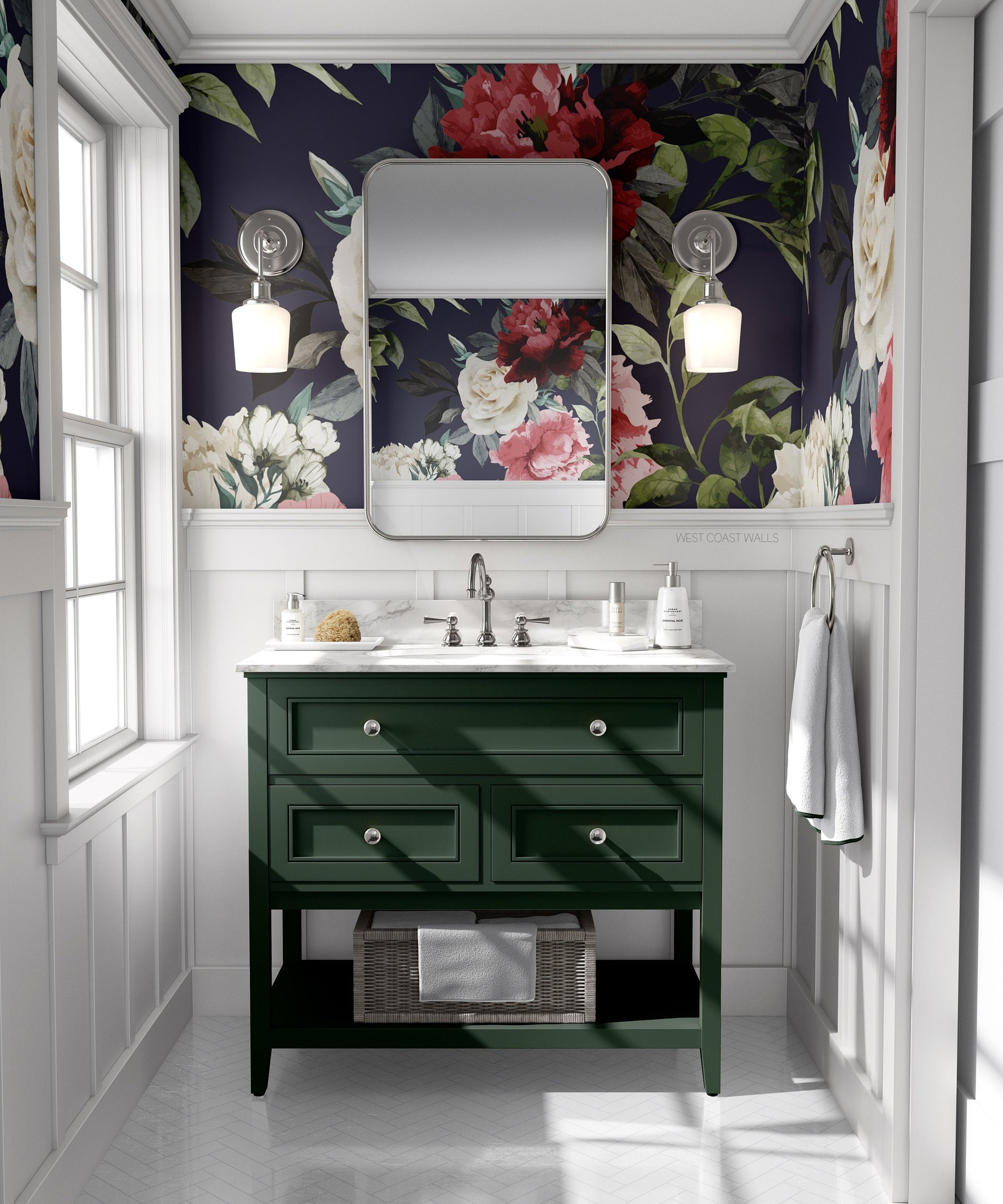Peony and Rose Blooms Wallpaper