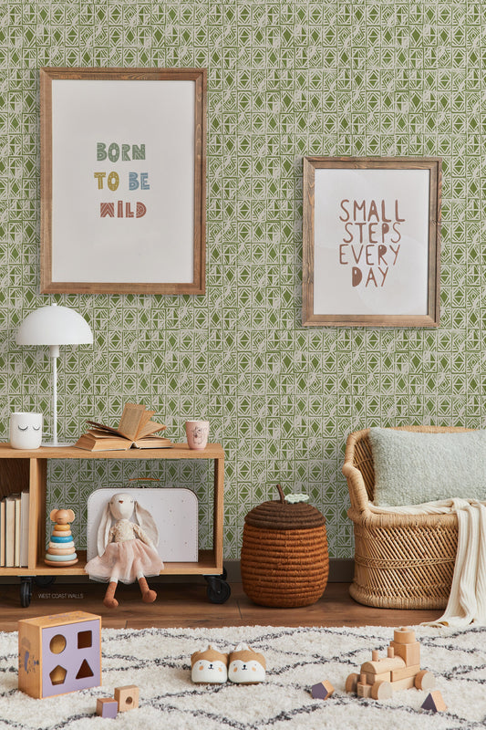 Block Print Geometric Wallpaper