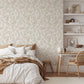 Creamy Brown Fern Leaves Wallpaper / Palm Wallpaper / Peel and Stick Wallpaper / Neutral Nursery / Neutral Walls / Leaf Wallpaper