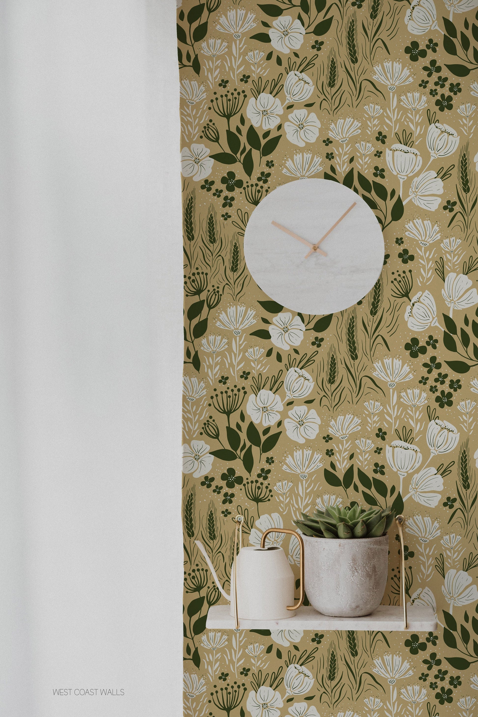 Solid Floral Blooms Wallpaper