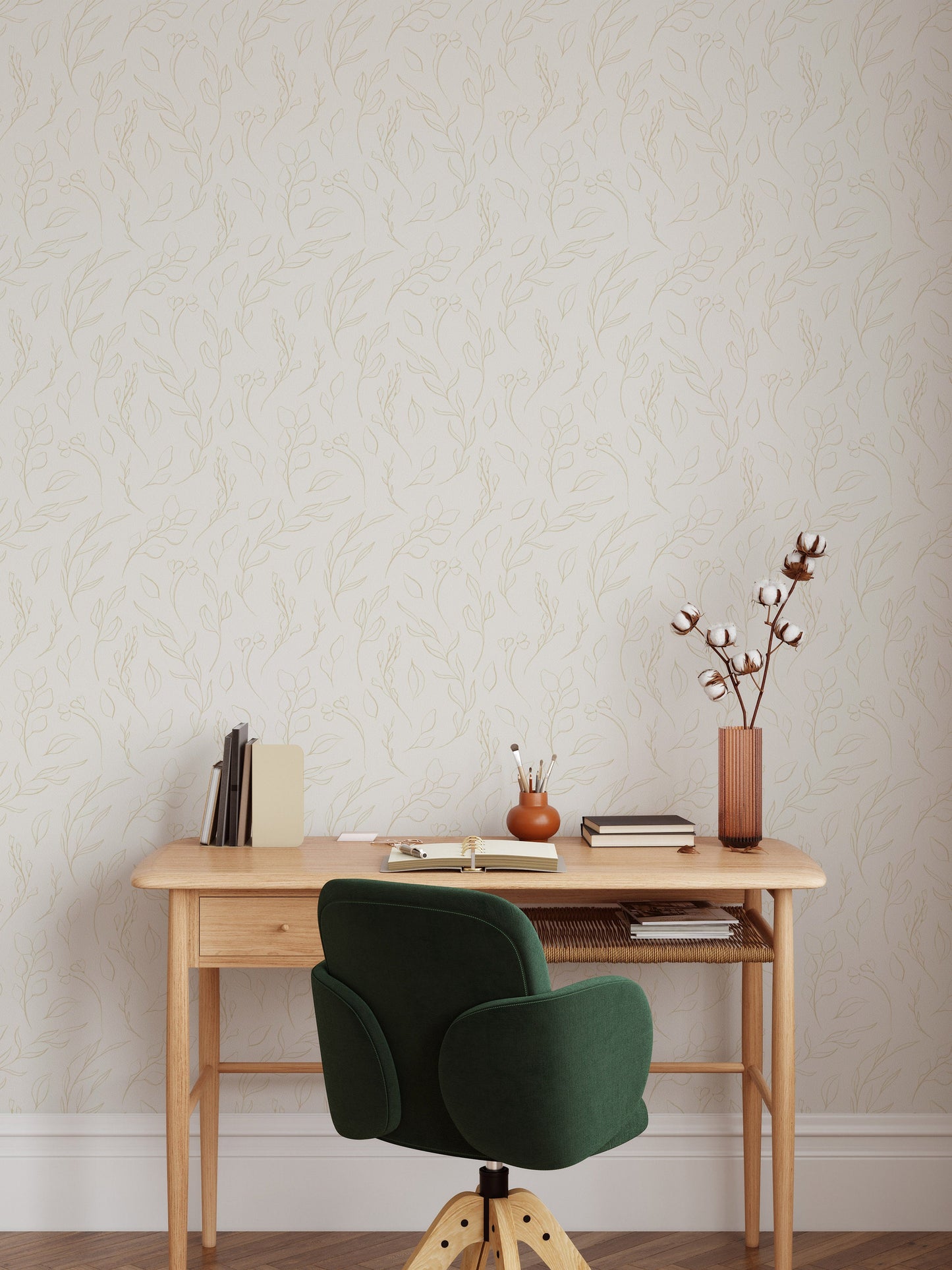 Hand Drawn Botanical Leaves Wallpaper