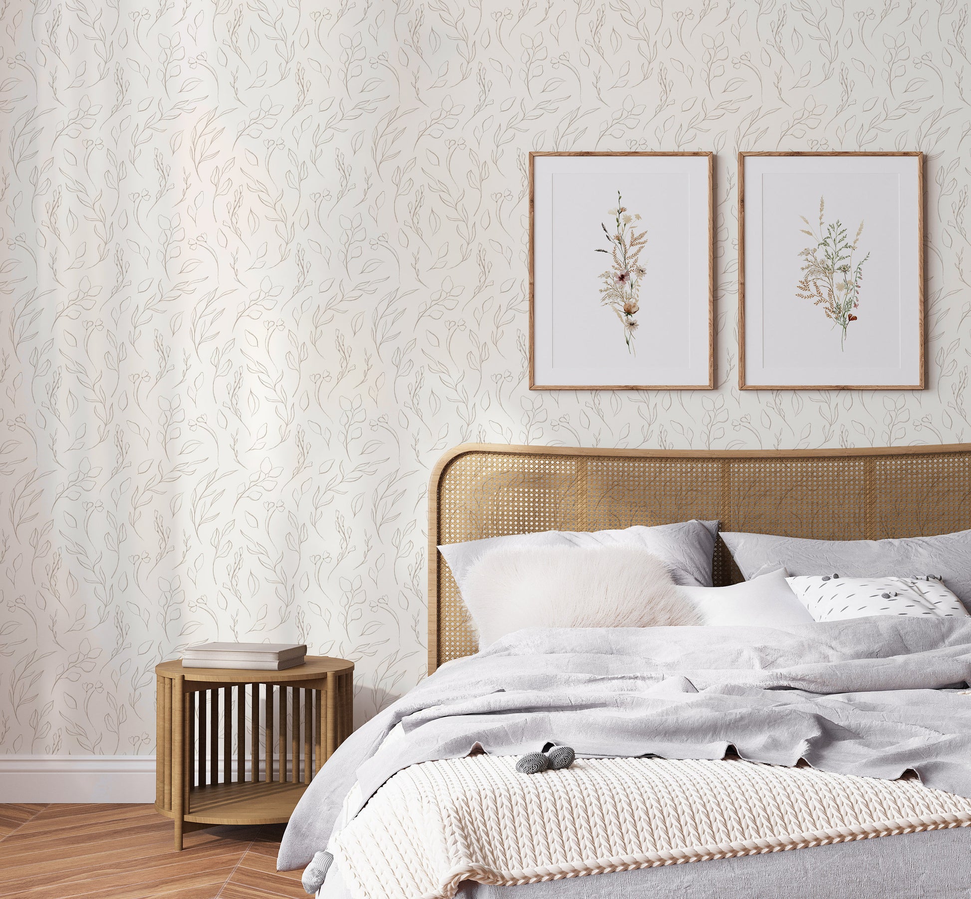 Hand Drawn Botanical Leaves Wallpaper