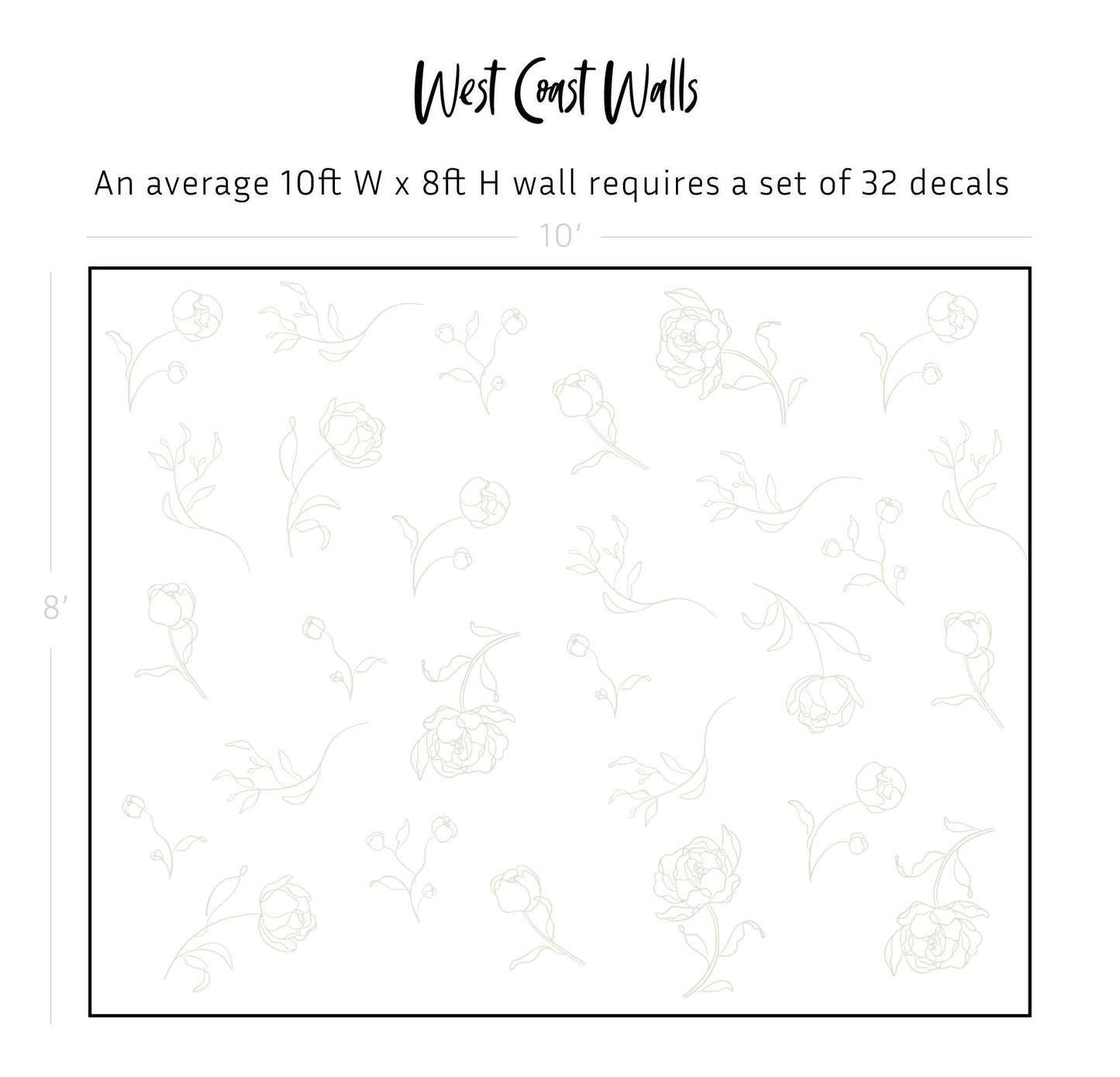 Minimal Peony Decals - Small