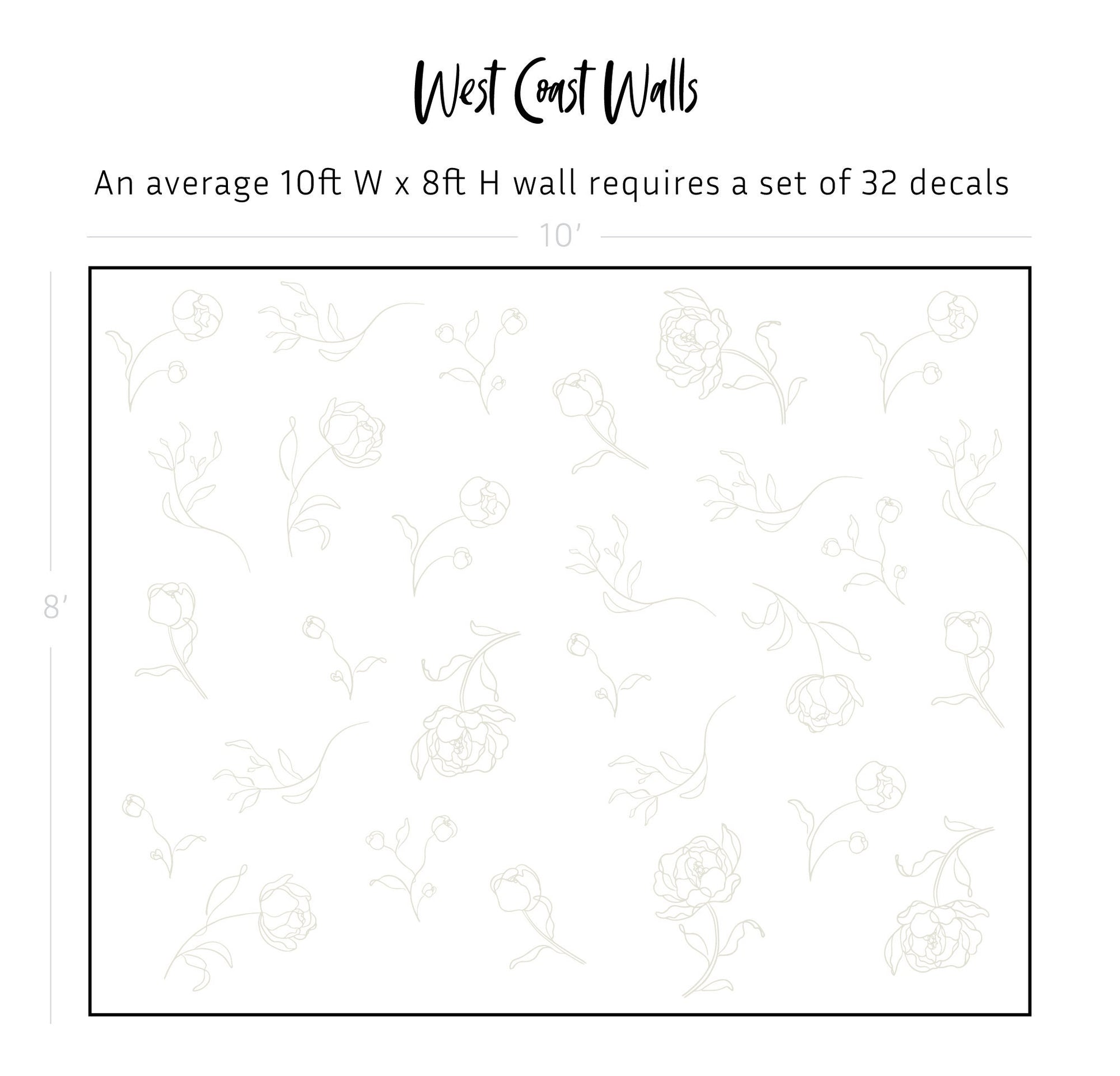 Minimal Peony Decals - Small