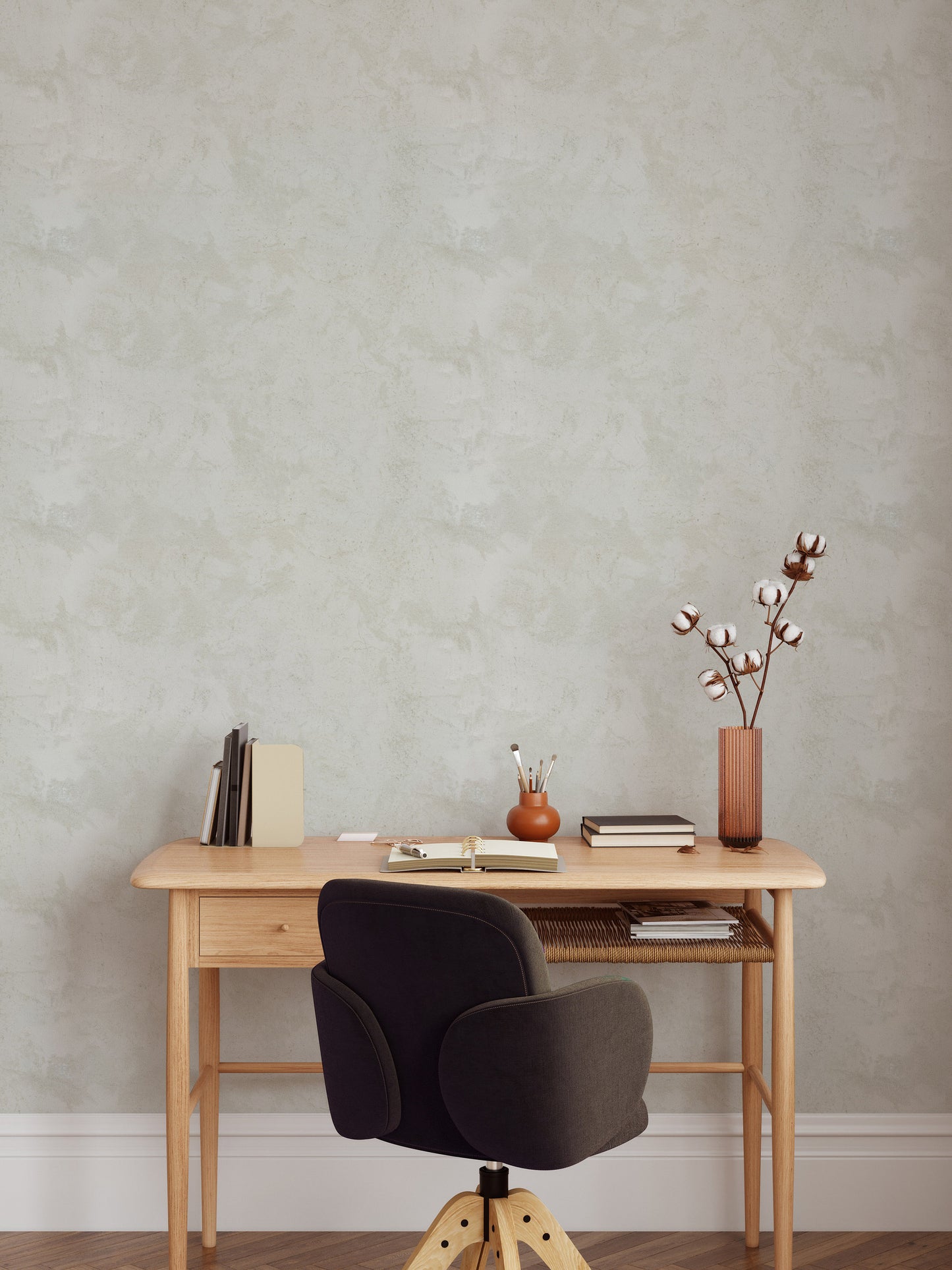 Creamy Cracked Lime Wash Wallpaper