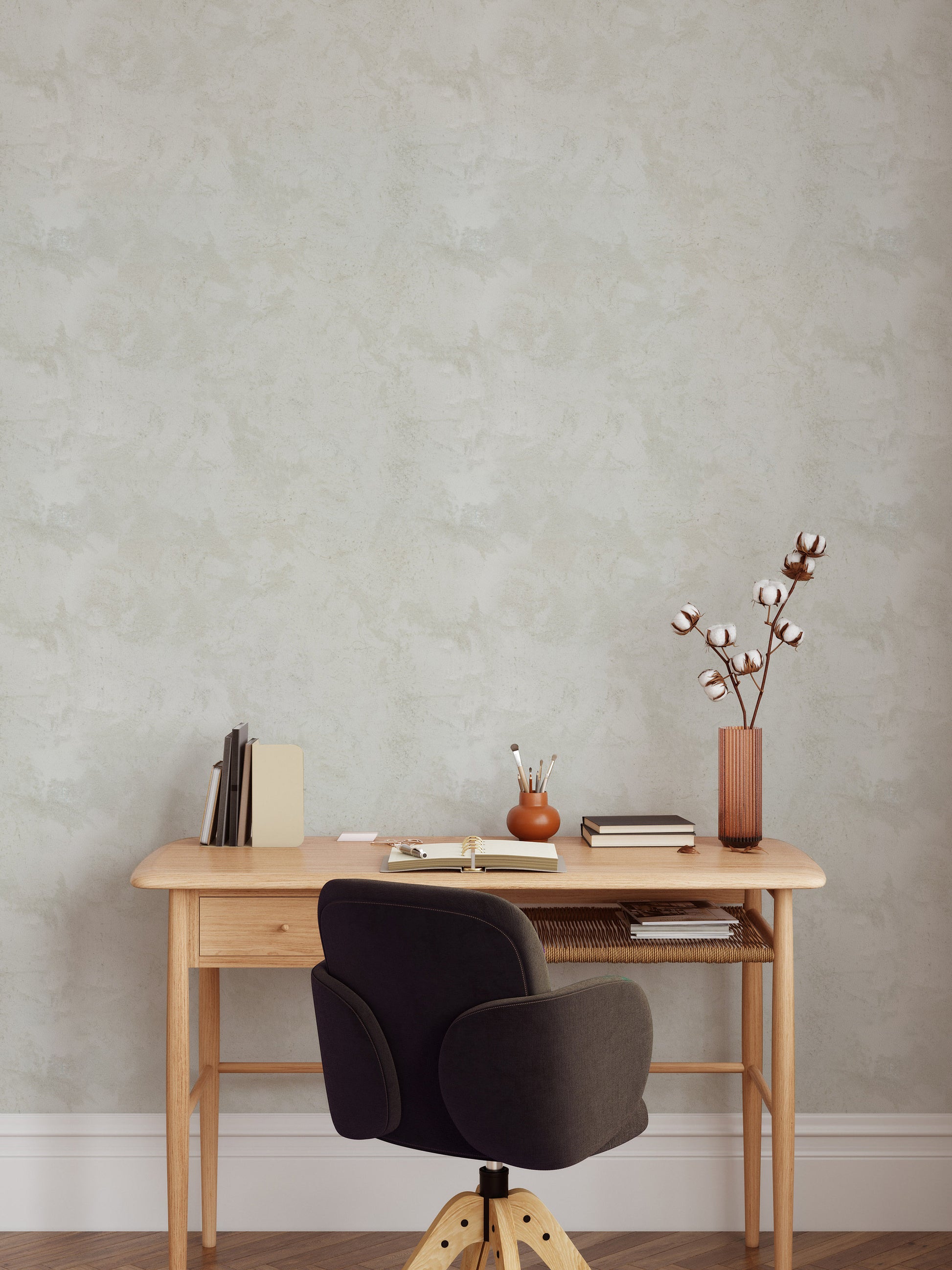 Creamy Cracked Lime Wash Wallpaper