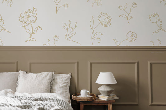 minimalist luxe peony decals in a golden color
