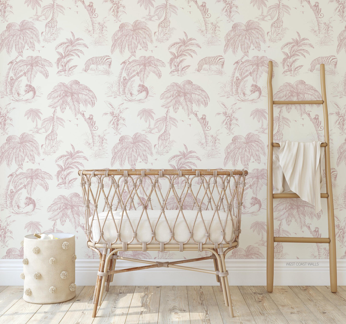 Pink Jungle Toile Wallpaper