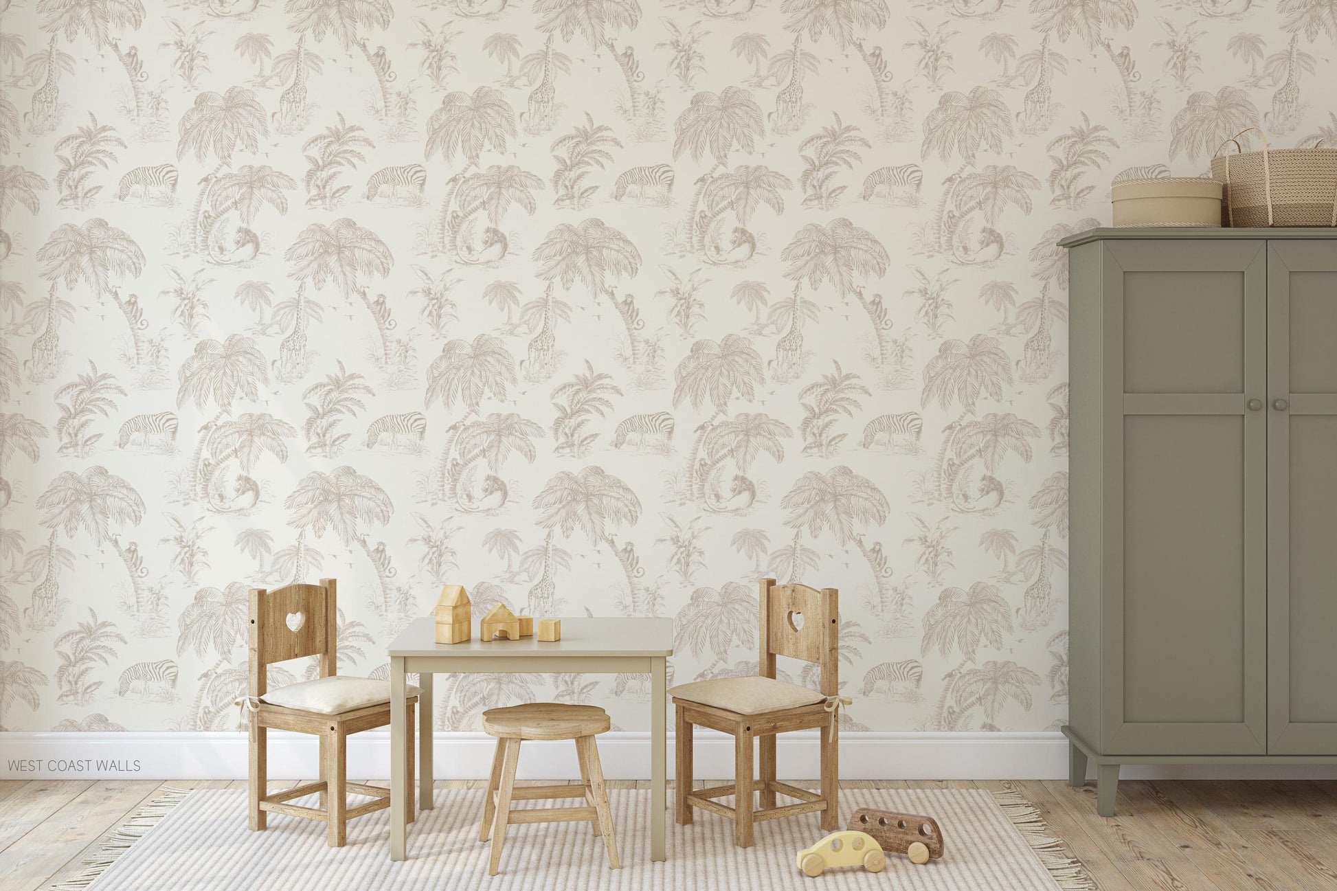 Beige Jungle Toile Wallpaper