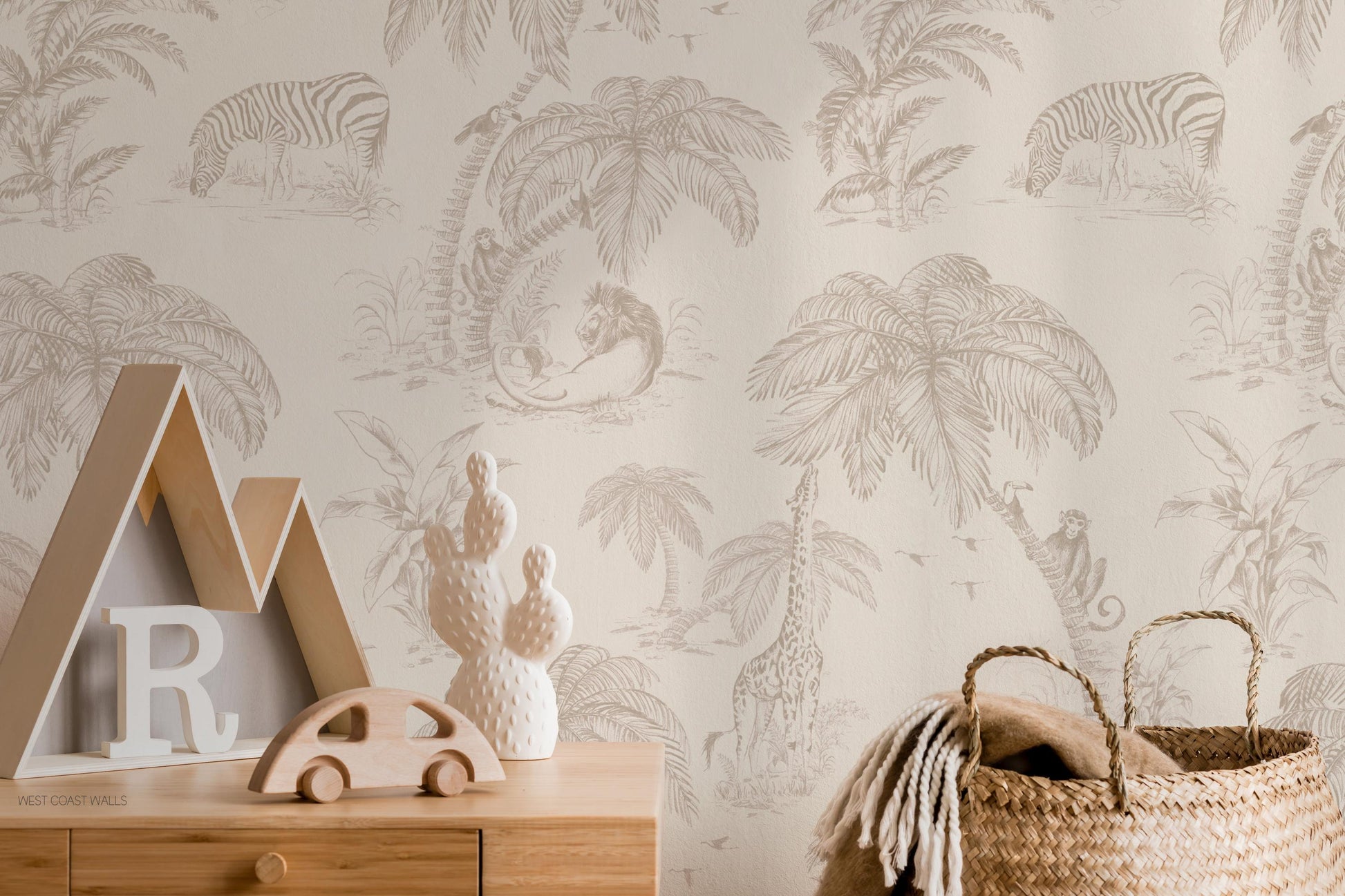 Beige Jungle Toile Wallpaper