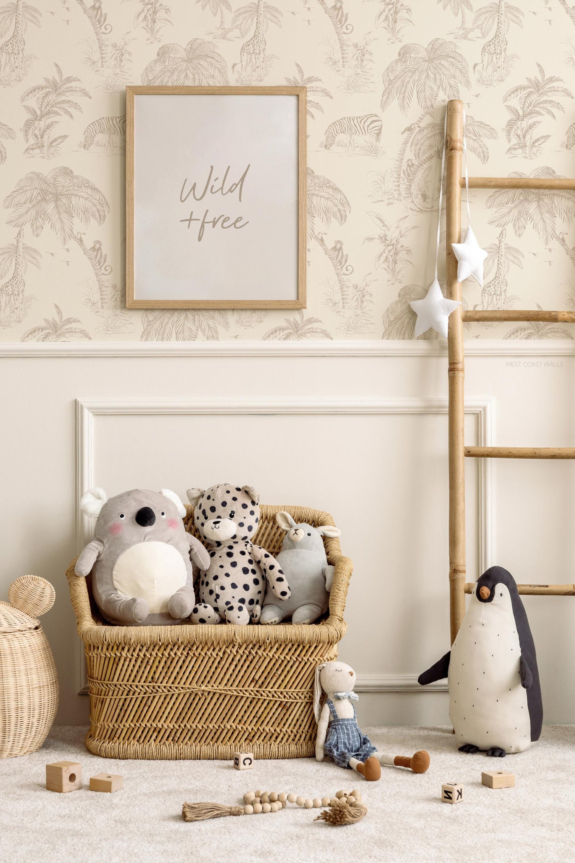 Beige Jungle Toile Wallpaper