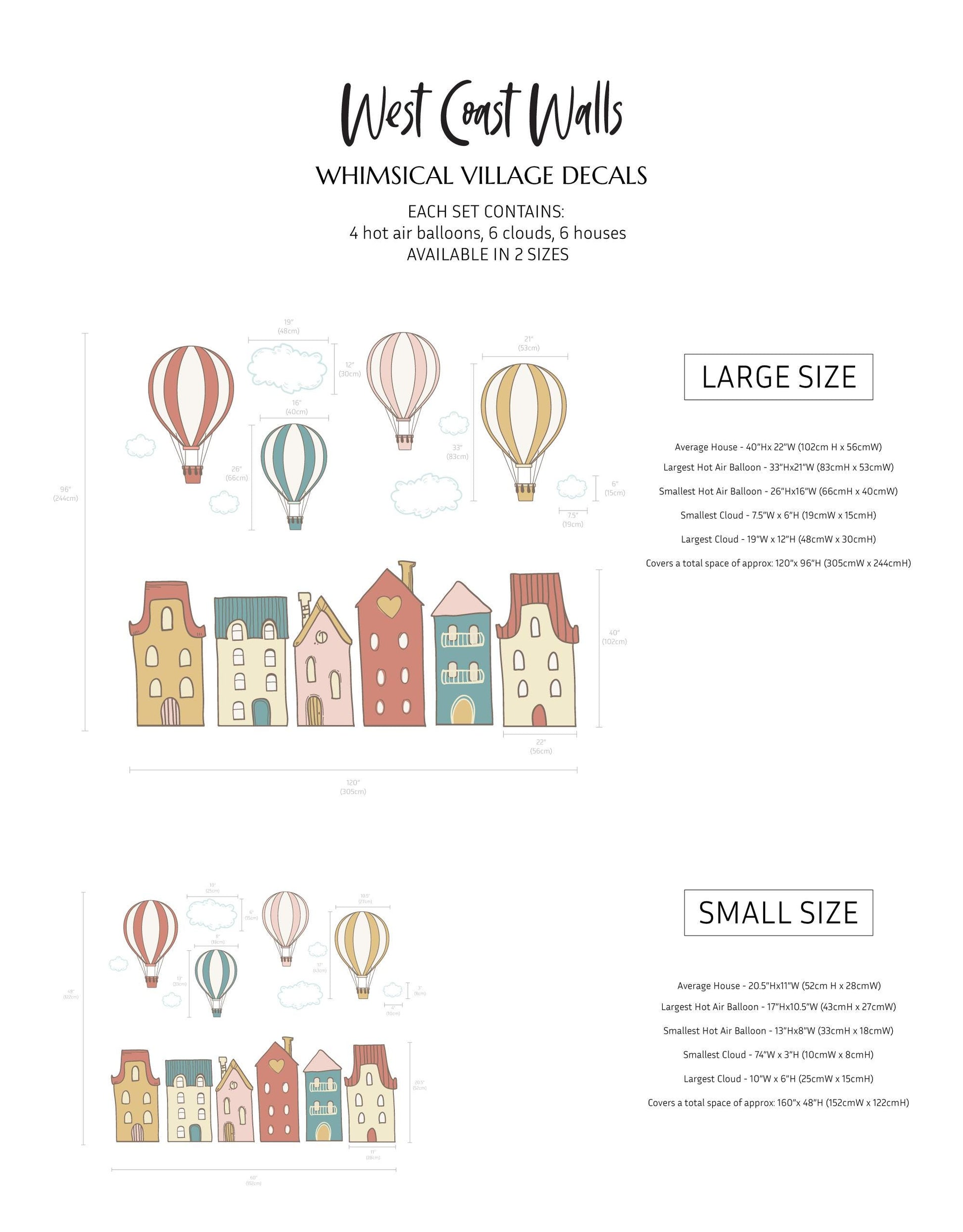Whimsical Village Removable Wall Decals