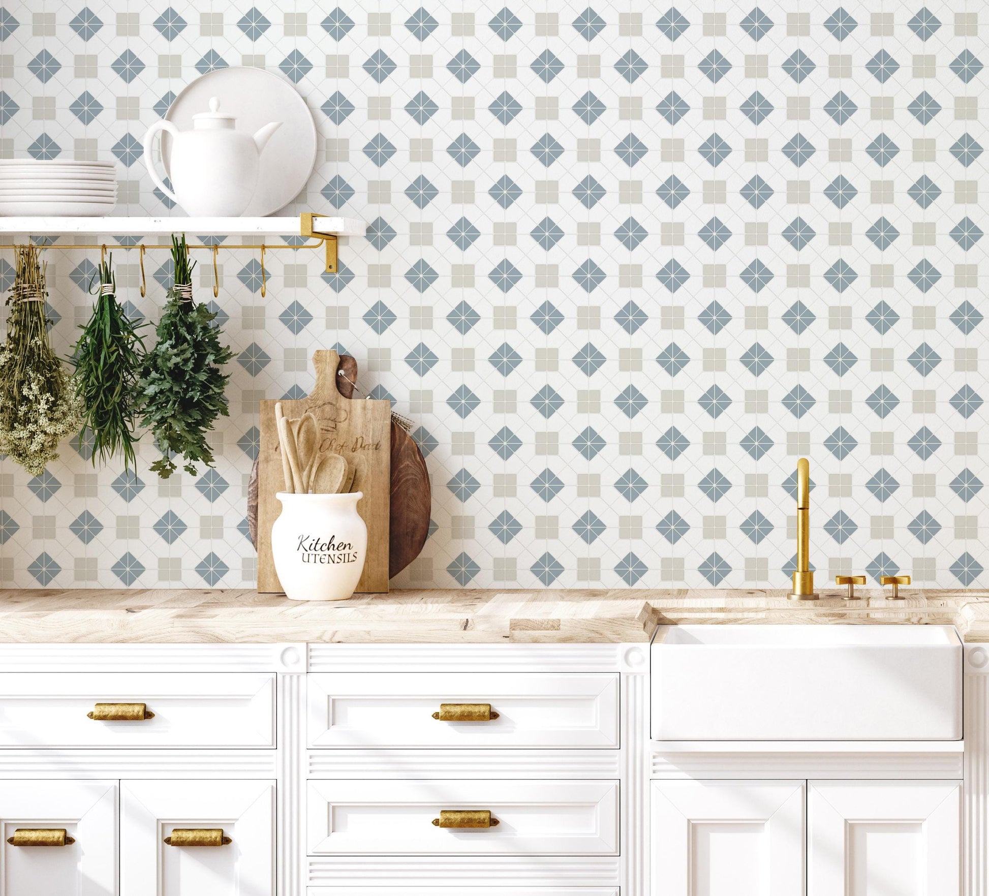 Vintage Style Decorative Tile Wallpaper