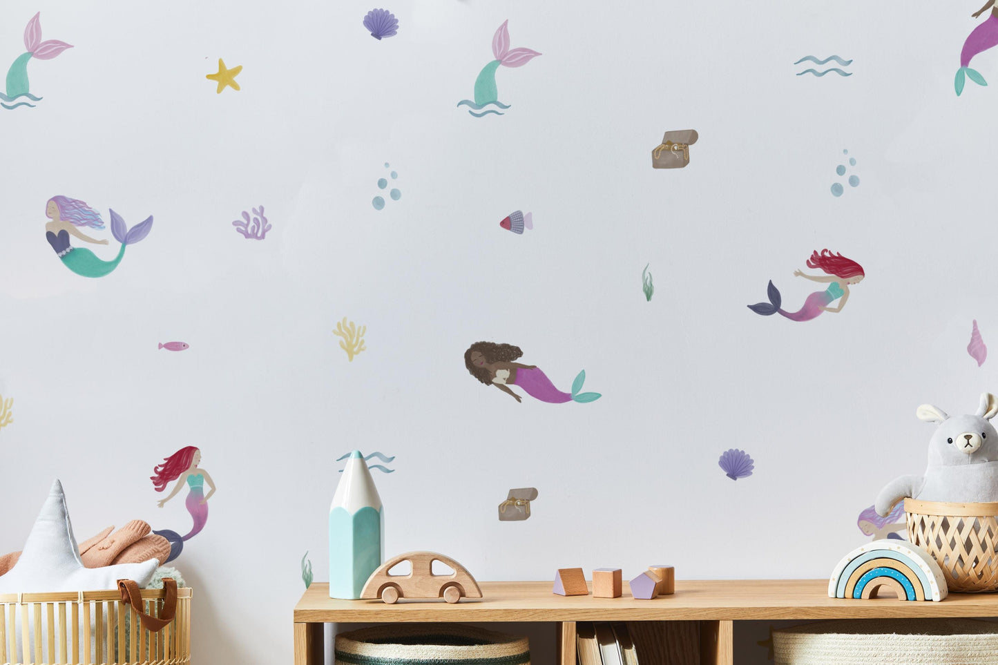 Multicultural Mermaid Removable Wall Decals