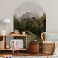 Watercolor Hand Painted Rocky Mountain Forest Design with grey and green colors