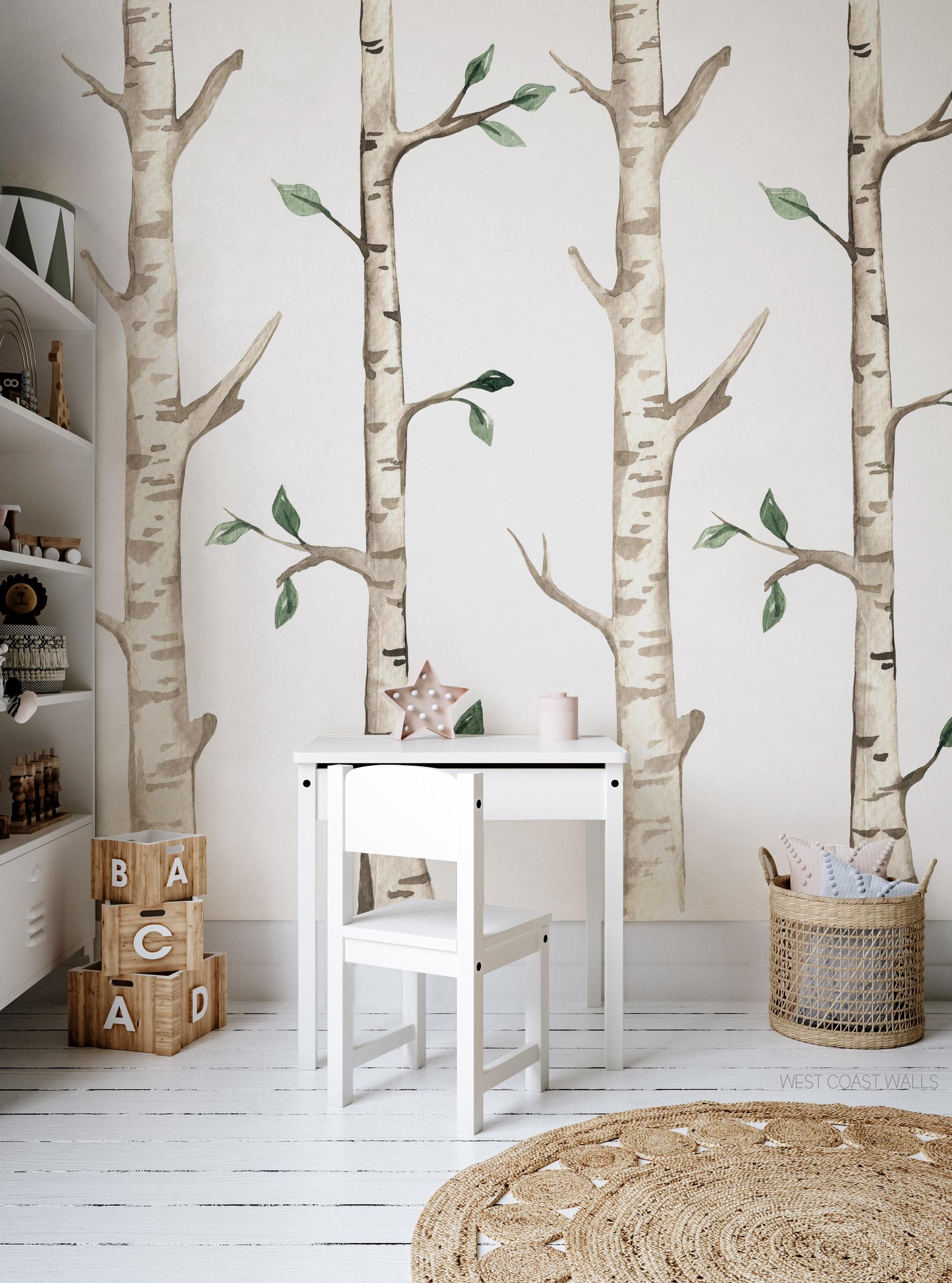 Large Watercolor Birch Tree Removable Wall Decal / Wilderness Wall Decal / Tree Sticker / Tree Decal / Forest Decal / Forest Theme