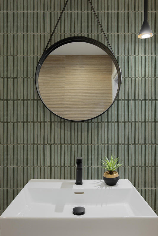 Sage Kit Kat Tile Wallpaper / Tile Wallpaper / Irregular shape Tile / Tile Accent Wall / Faux Tile Contact Paper / Peel and Stick Tiles