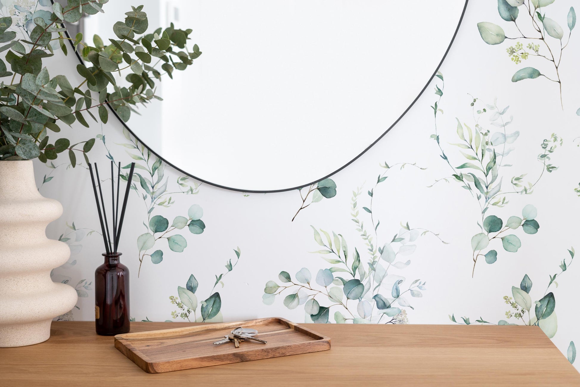 Aura Eucalyptus Wallpaper / Soft Plant Wallpaper / Plant Theme / Leaves Wallpaper / Watercolor Eucalyptus
