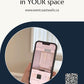 a person holding a cell phone with the text view this wallpaper in your space