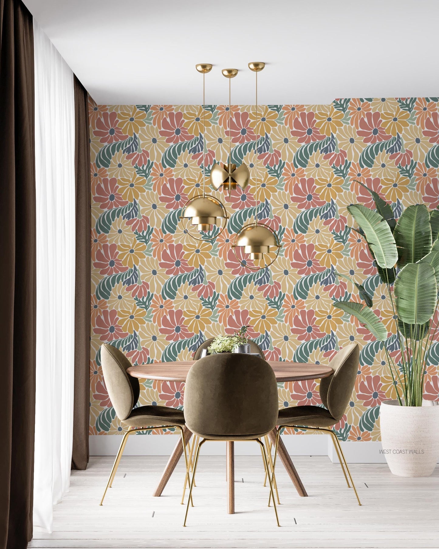 Tilly Floral Wallpaper / Bold Floral Design / Floral Feature Wall / Boho Floral Wallpaper / Vintage Wallpaper