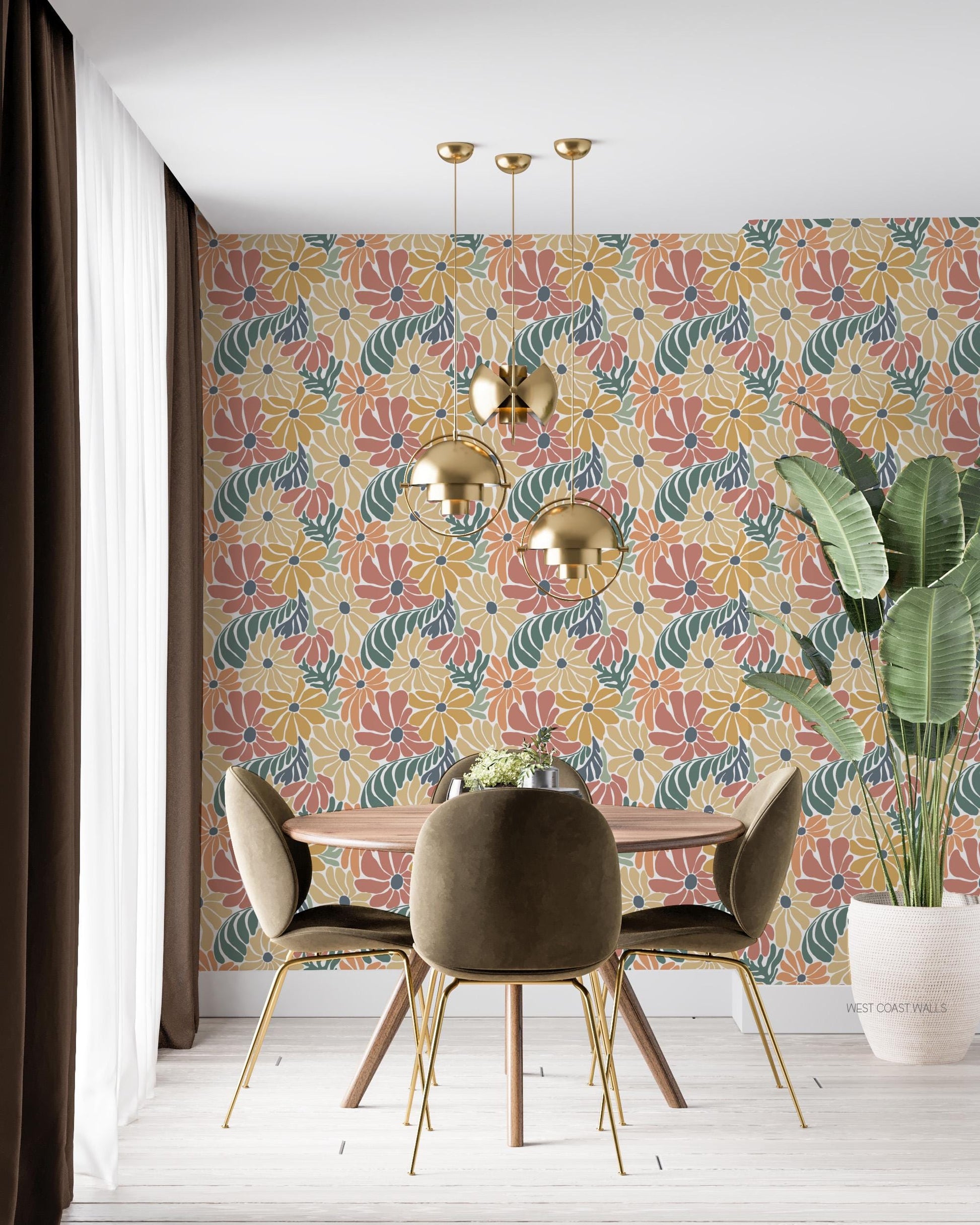 Tilly Floral Wallpaper / Bold Floral Design / Floral Feature Wall / Boho Floral Wallpaper / Vintage Wallpaper