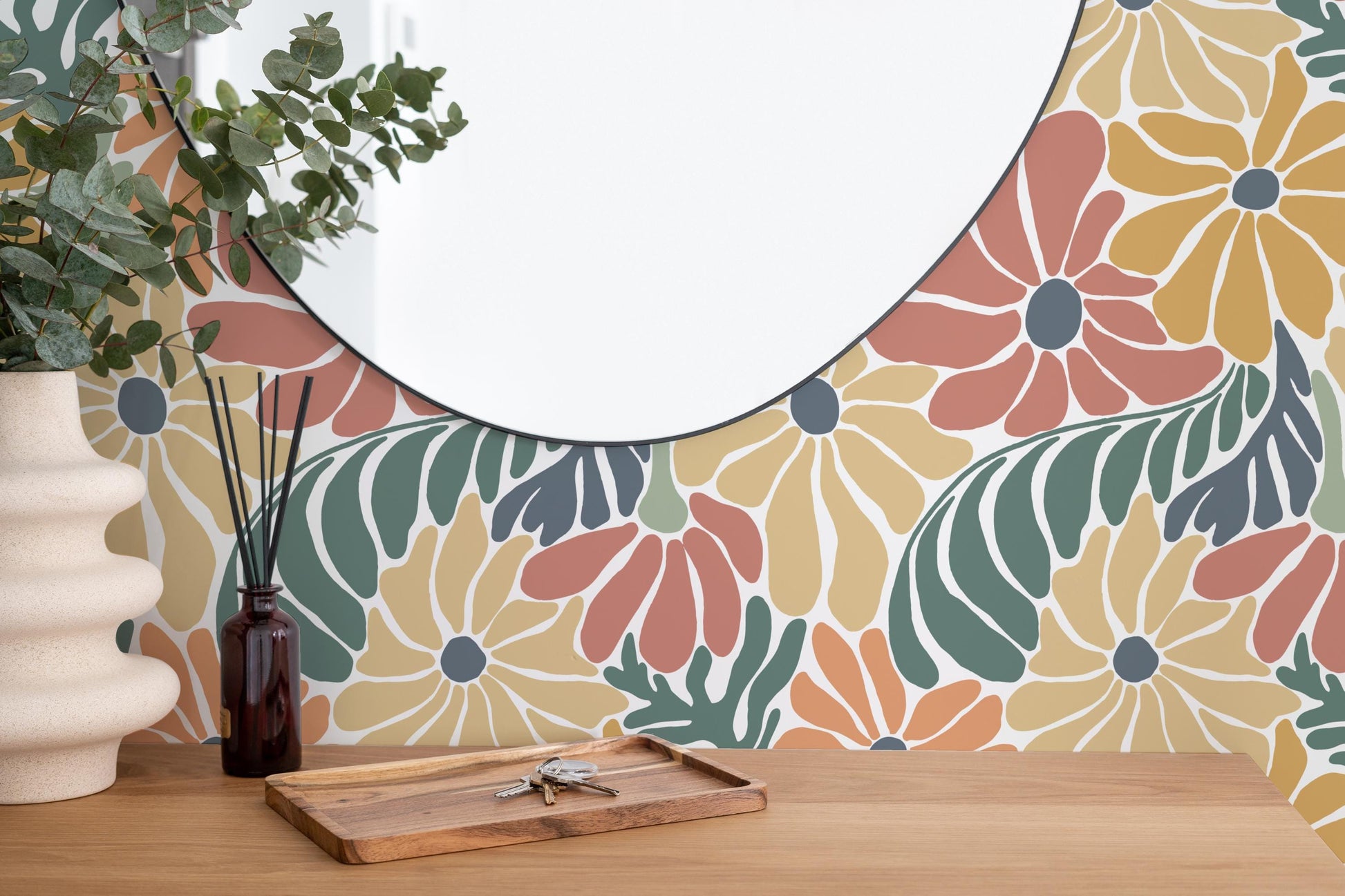 Tilly Floral Wallpaper / Bold Floral Design / Floral Feature Wall / Boho Floral Wallpaper / Vintage Wallpaper