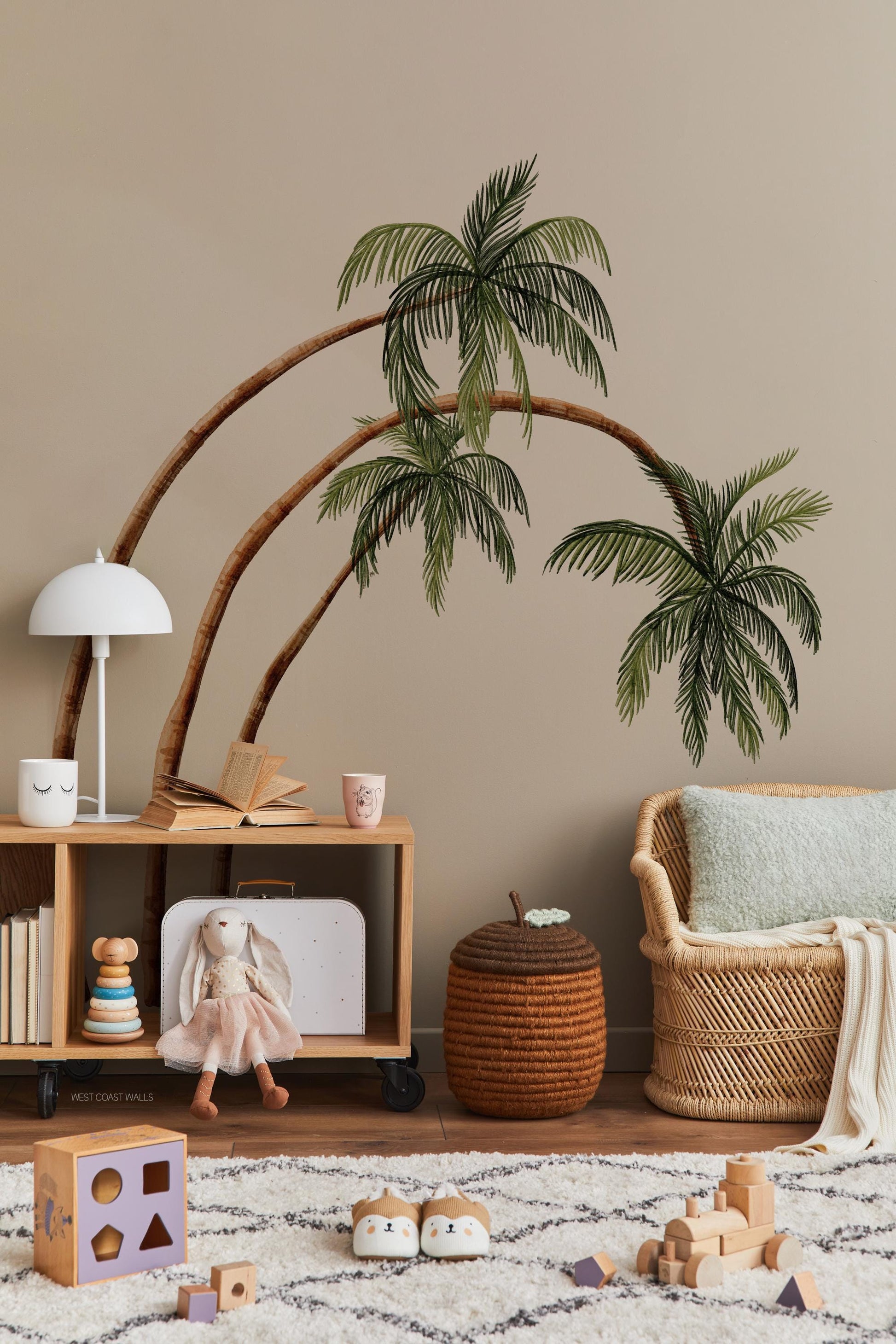 Large Watercolor Palm Tree Removable Wall Decal / Beach Wall Decal / Tree Sticker / Tree Decal / Nature Decal / Tropical Palm Tree Theme