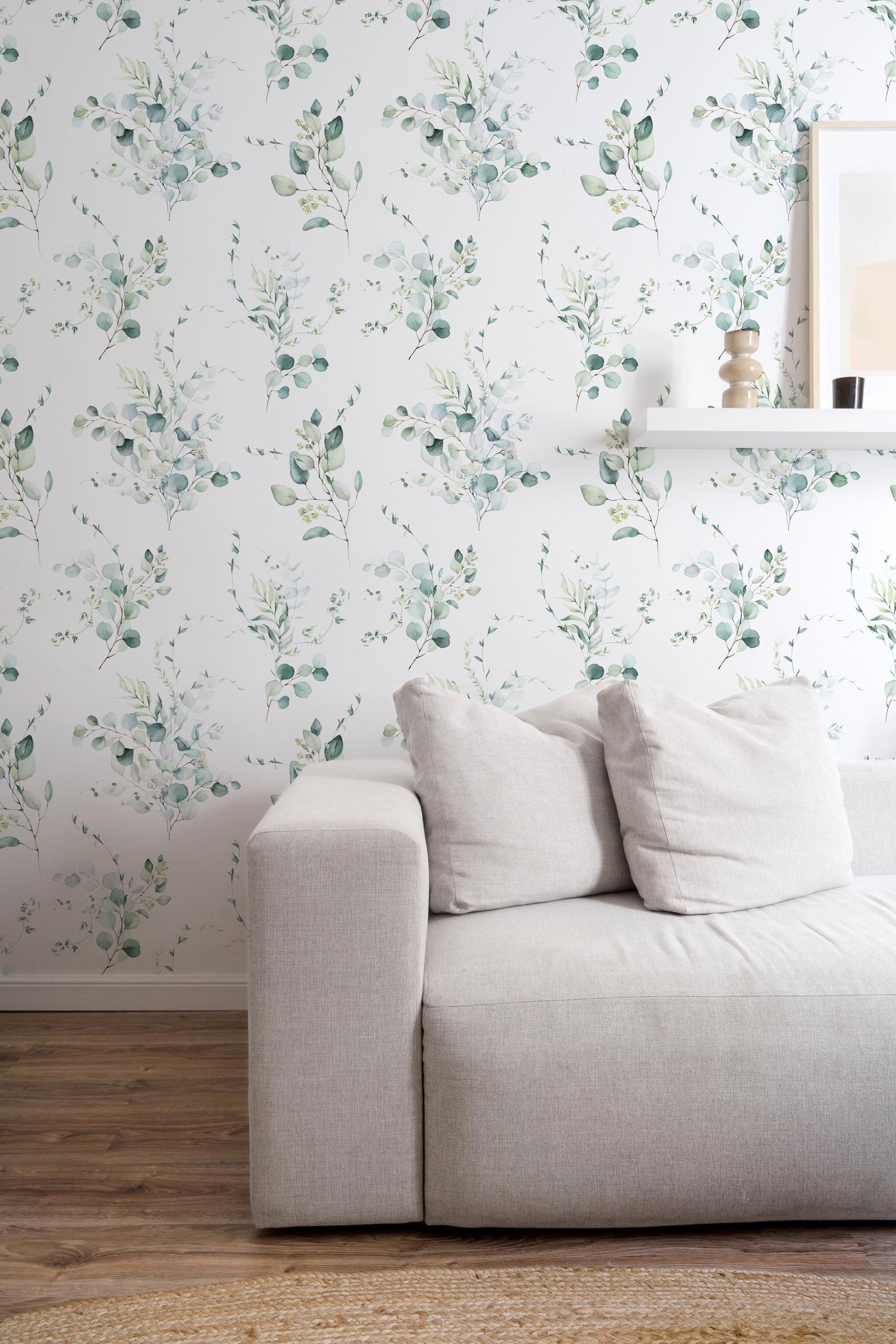 Aura Eucalyptus Wallpaper / Soft Plant Wallpaper / Plant Theme / Leaves Wallpaper / Watercolor Eucalyptus