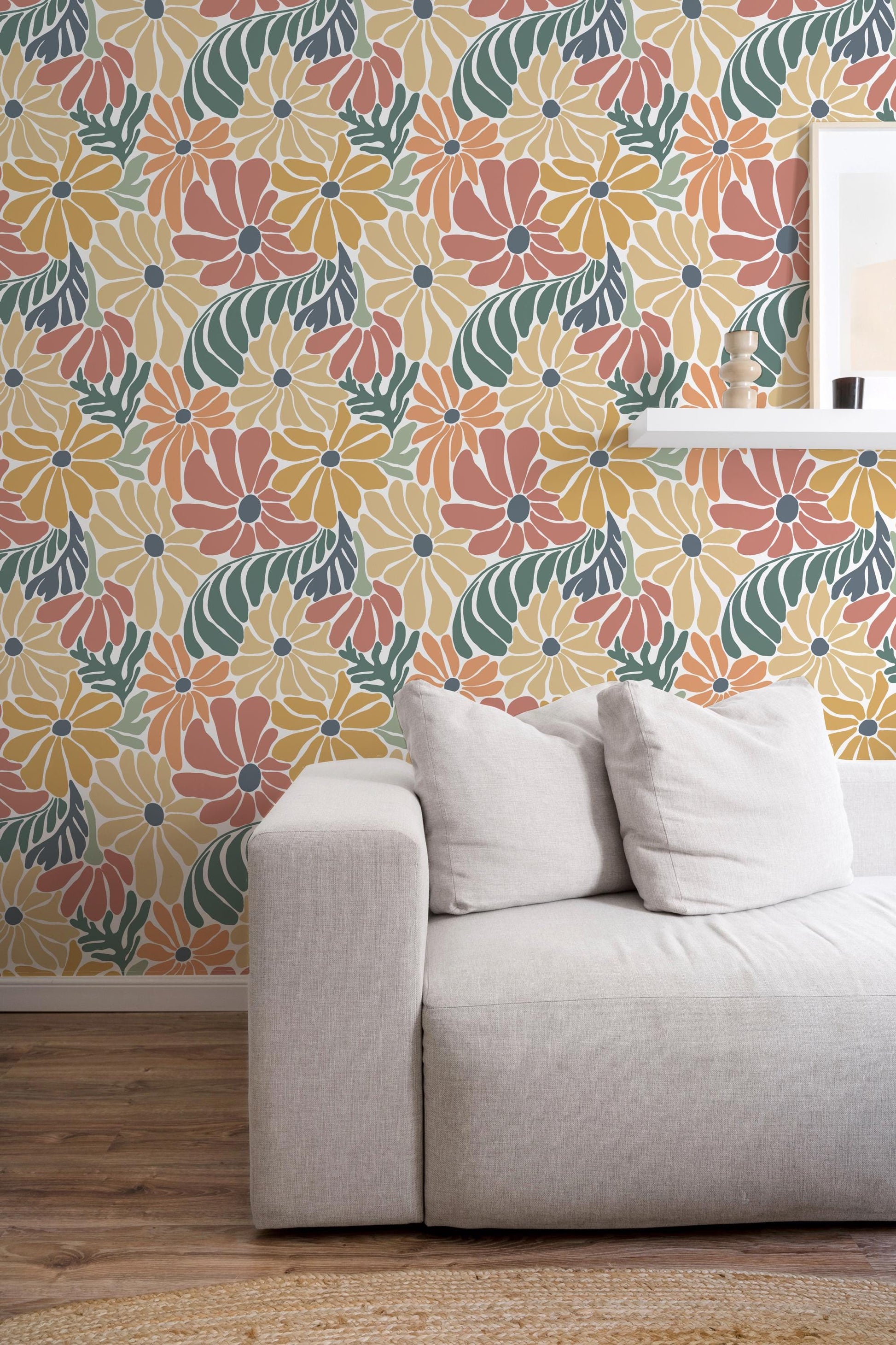 Tilly Floral Wallpaper / Bold Floral Design / Floral Feature Wall / Boho Floral Wallpaper / Vintage Wallpaper