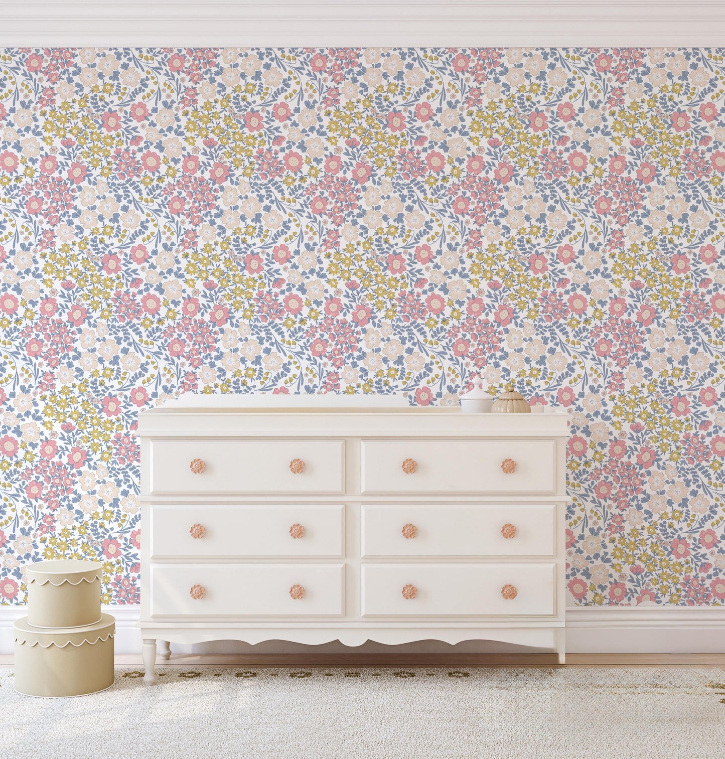 Harriet Floral Wallpaper / Hand Drawn Floral Design / Vintage Floral Feature Wall / Tiny Floral Wallpaper / Nursery Wallpaper