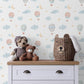 Dotted Hot Air Balloon Wallpaper in Blue / Wallpaper / Air Balloon Decor / Air Balloon Wallpaper / Nursery Wallpaper