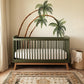 watercolor palm trees in a neutral boho nursery