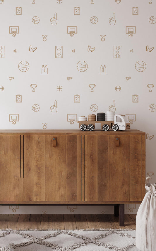 Minimalist Basketball Theme Wall Decals / Sport Wall Decor / Boys Room / Kids Wall Decals / Sports Decor
