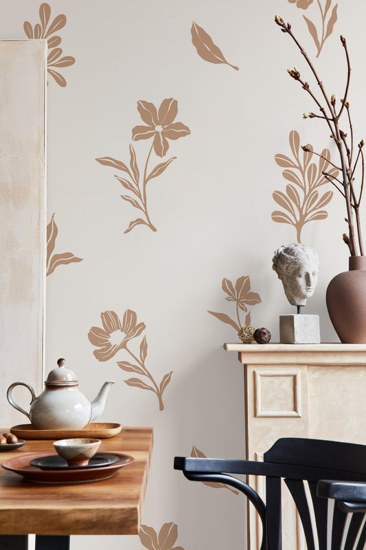 Marlie Floral Decals - Large / Simple Floral Decals / Minimal Line Art / Matisse Style / Peel and Stick / Abstract Floral Decals