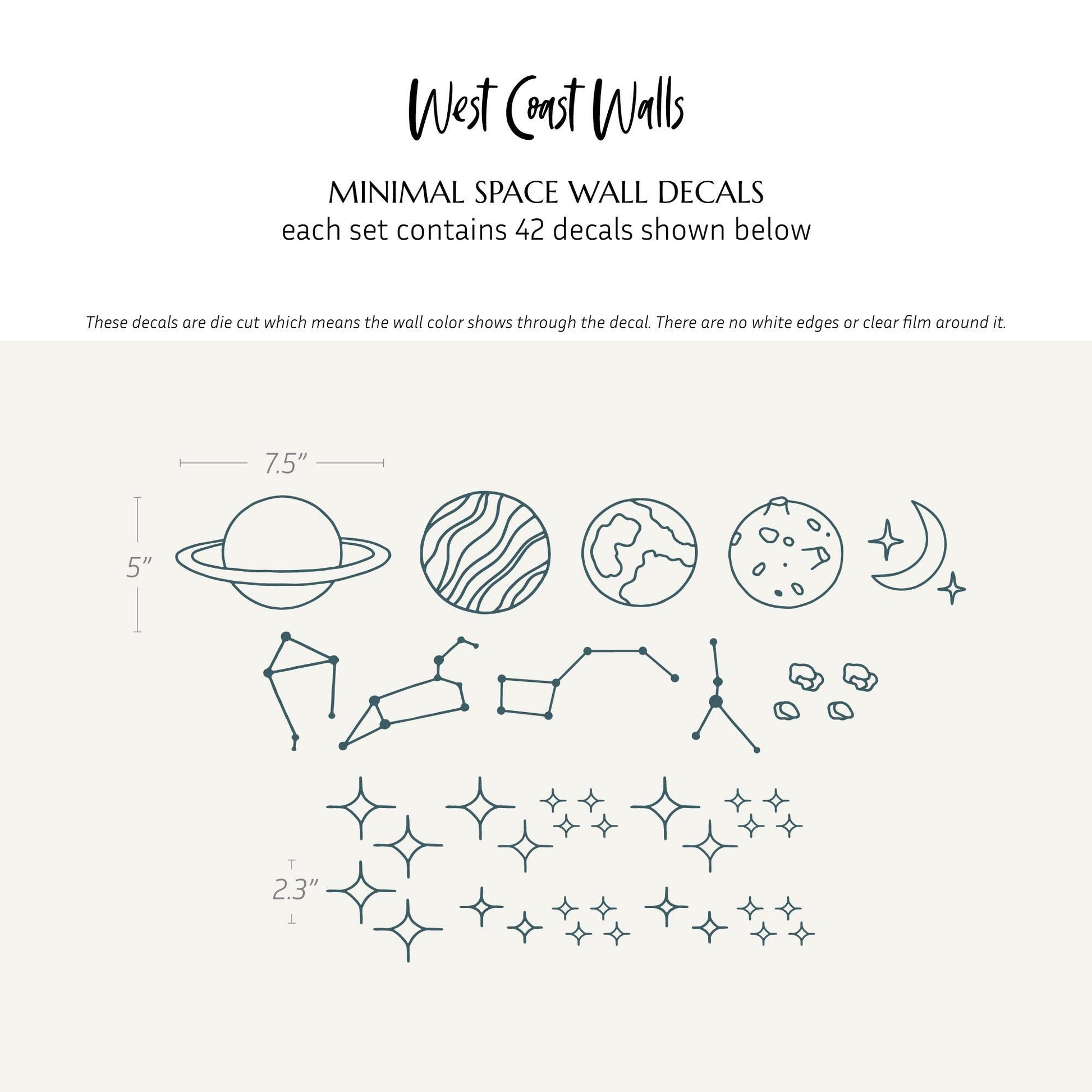 Minimalist Space Decals / Galaxy Decals / Nursery Decor / Boys Room / Planet Stickers