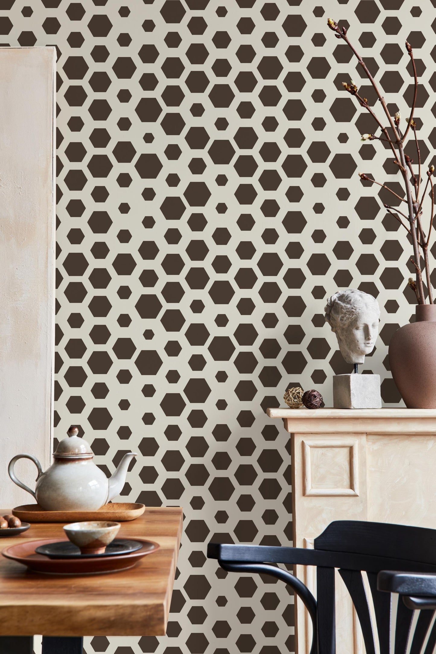 Honeycomb Hexagon Wallpaper / Alternate Colors Available / Abstract Wallpaper / Removable Wallpaper / Feature Wall