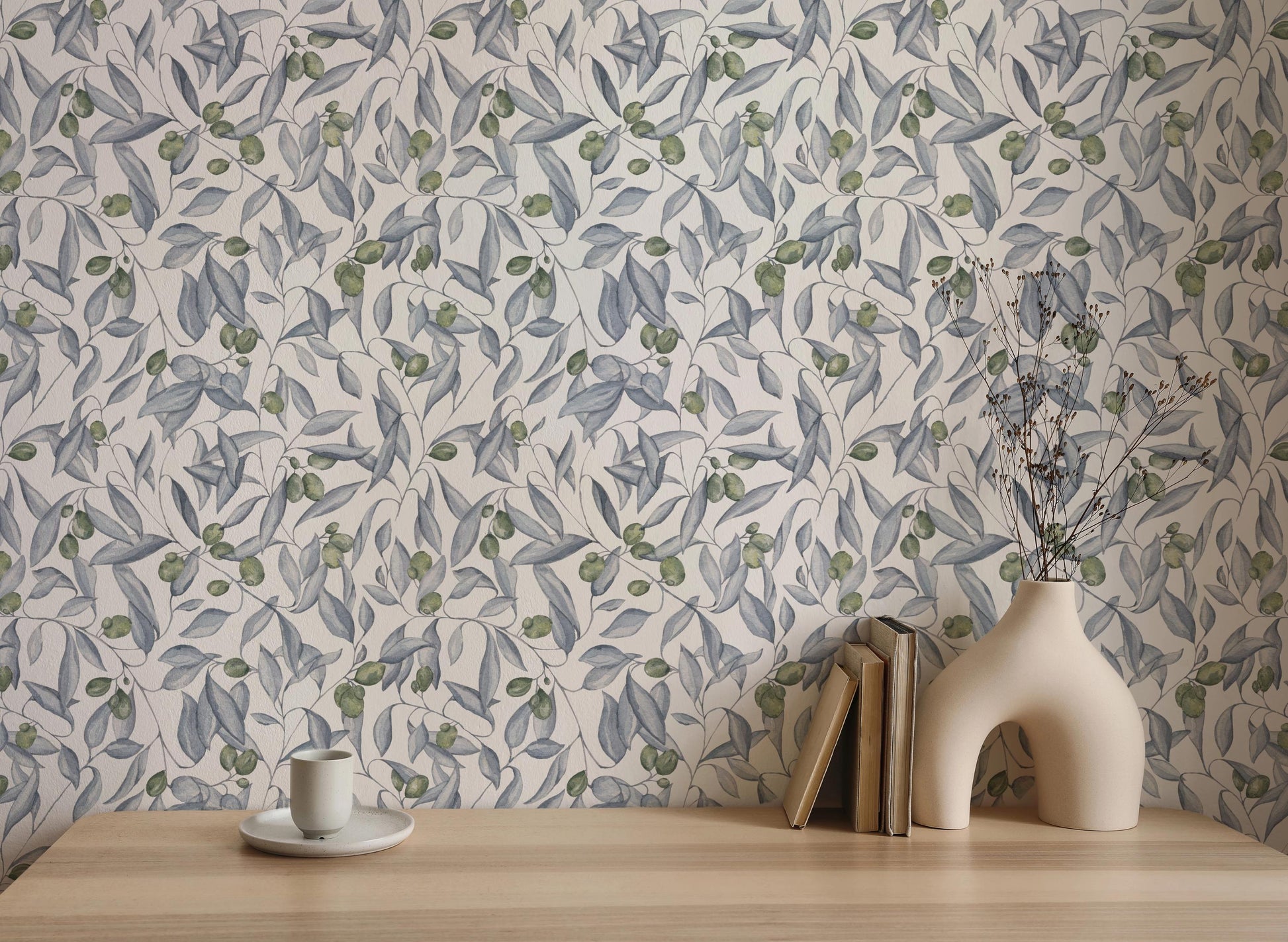 Olive Vines x Michelle Austin / Hand Painted Wallpaper / Feature Wall / Custom Wallpaper