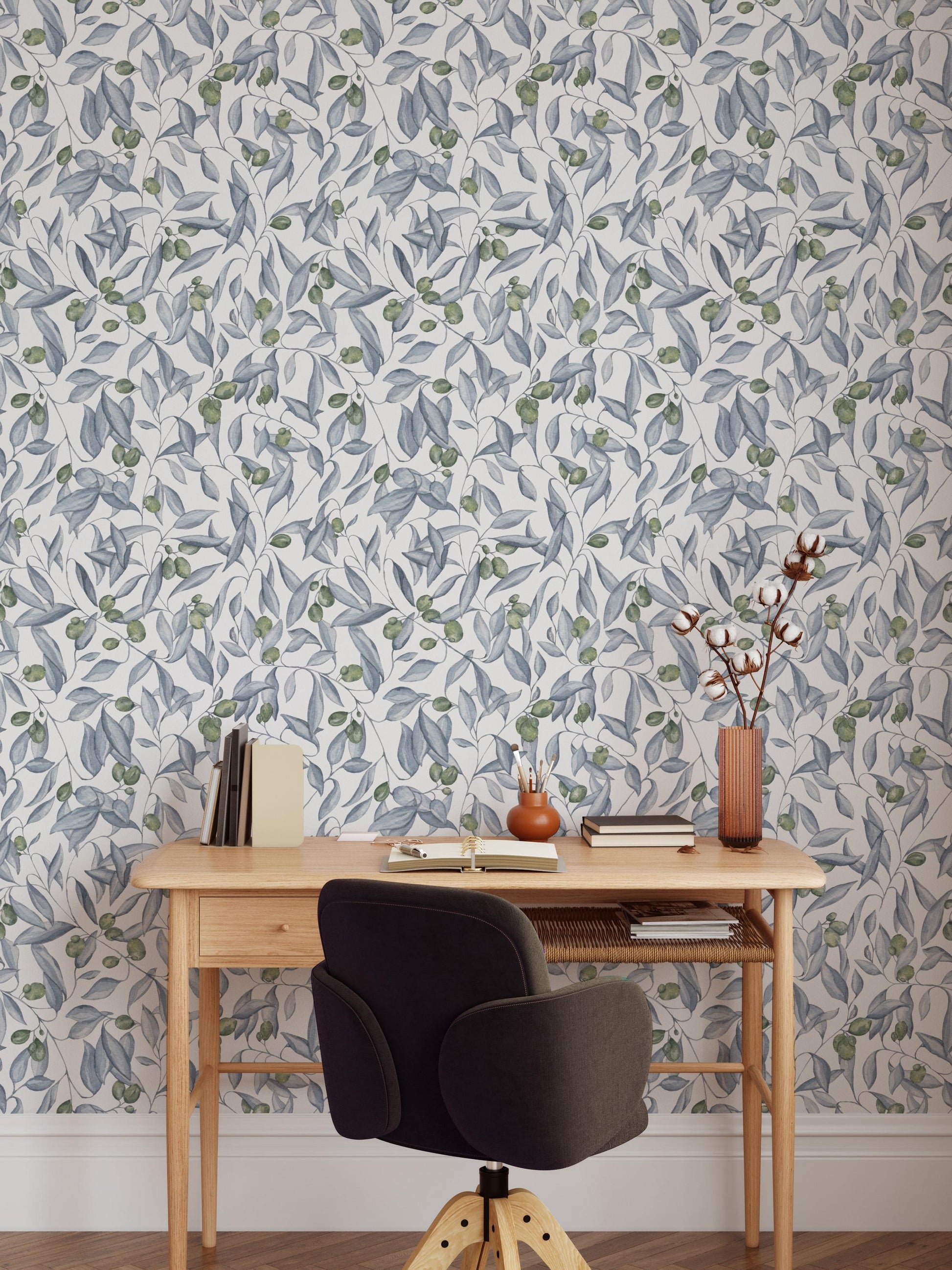 Olive Vines x Michelle Austin / Hand Painted Wallpaper / Feature Wall / Custom Wallpaper