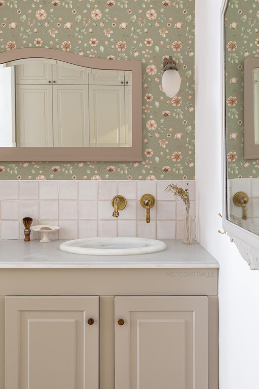 Vintage Flowers x Michelle Austin / Hand Painted Wallpaper / Feature Wall / Custom Wallpaper