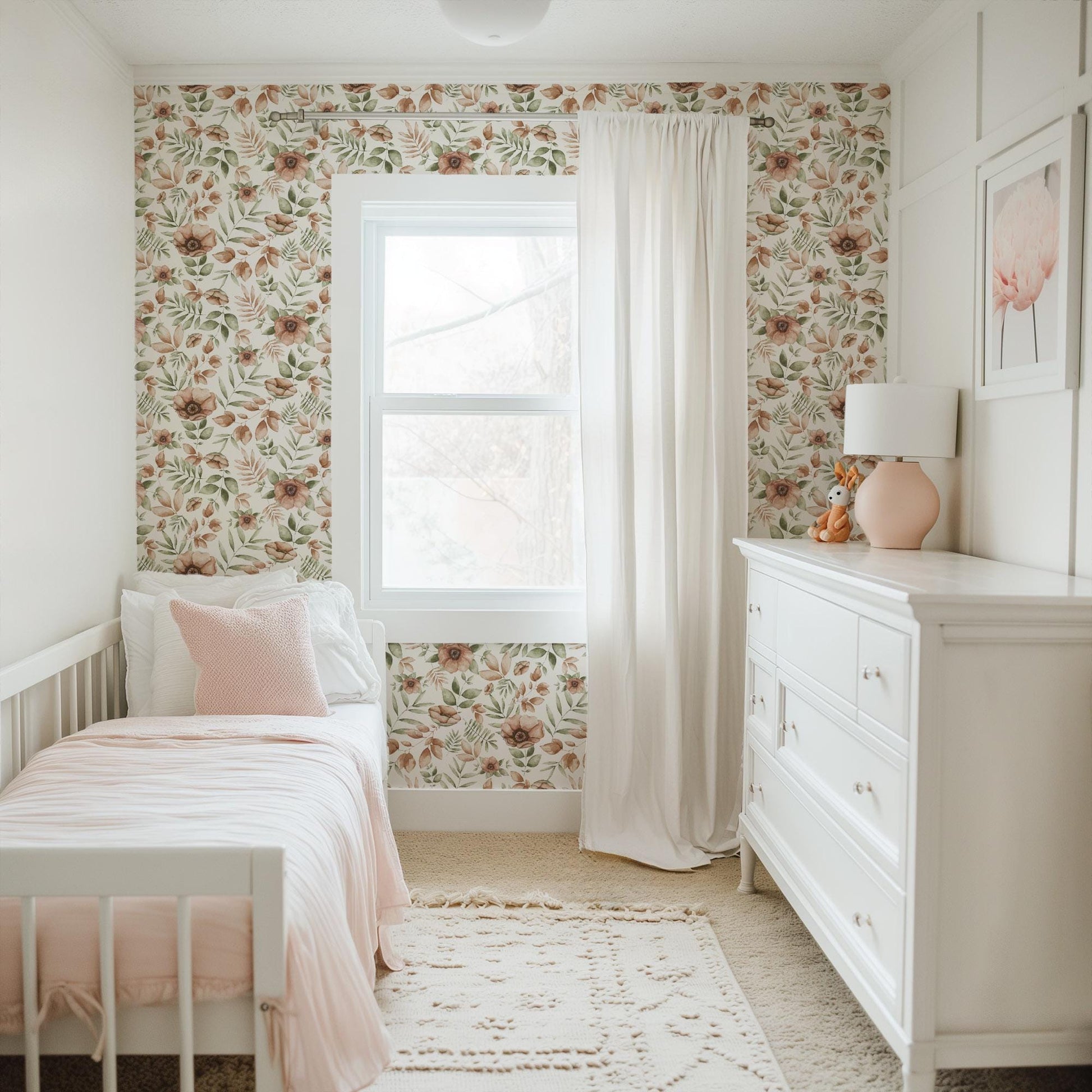 Warm Rustic Floral x Michelle Austin / Hand Painted Wallpaper / Feature Wall / Custom Wallpaper
