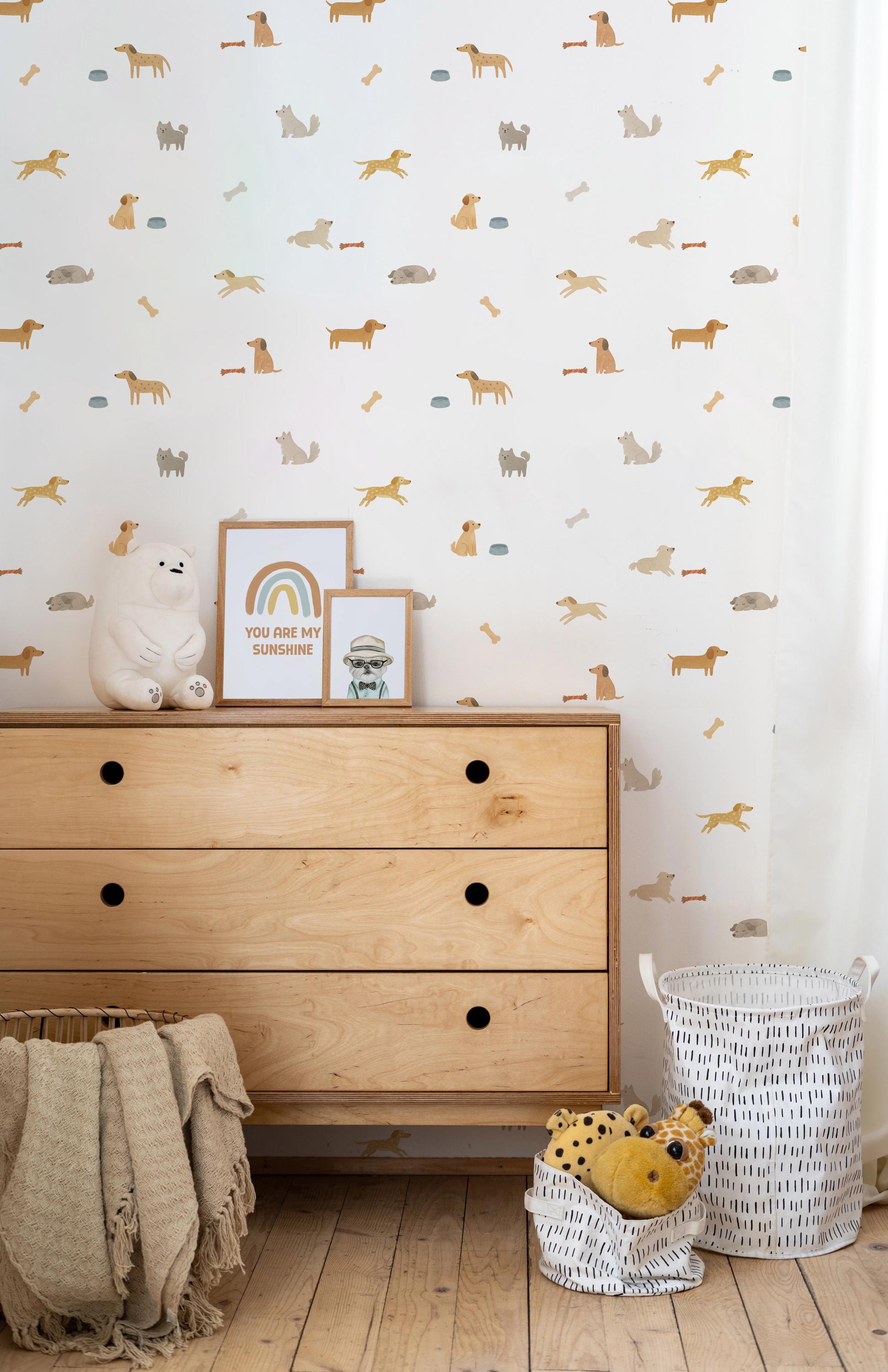 Dog Removable Wall Decals / Watercolour Animal Decals / Puppy Stickers /Watercolor Puppy Artwork / Neutral Nursery / Kids Room Wall Stickers