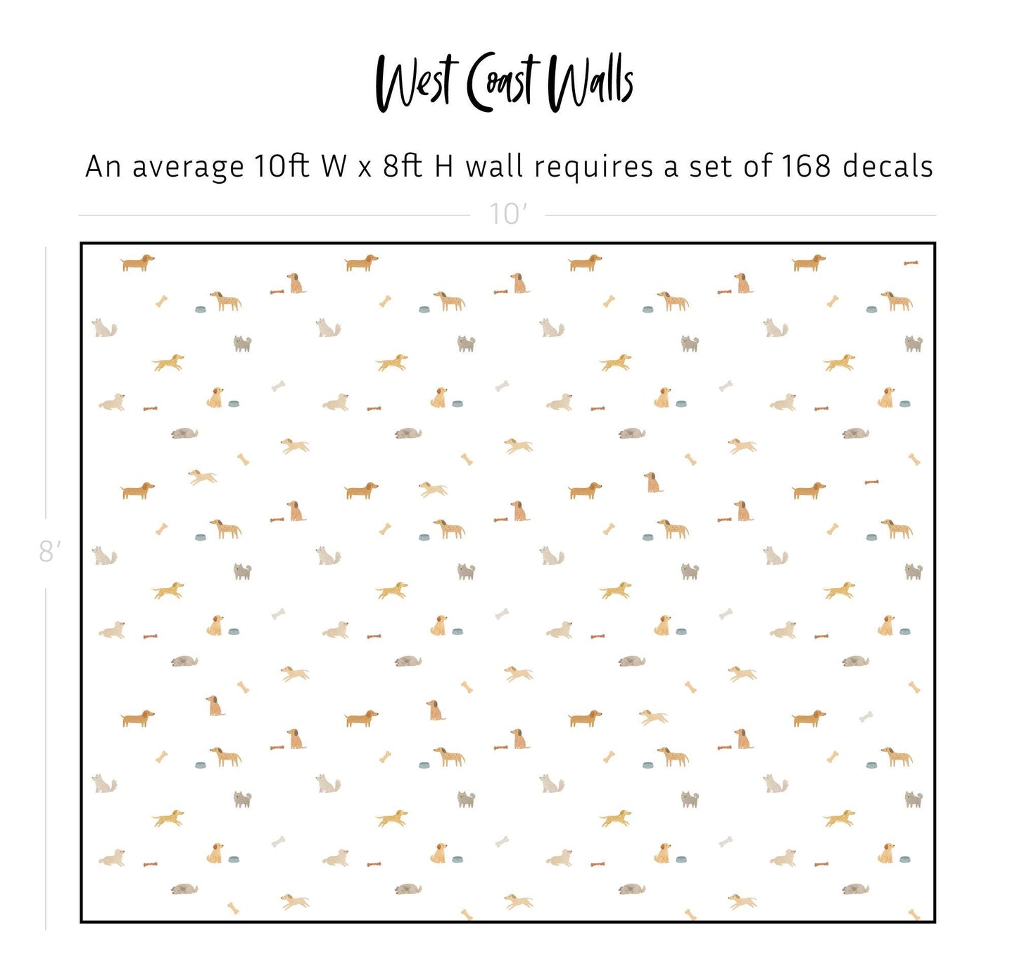 Dog Removable Wall Decals / Watercolour Animal Decals / Puppy Stickers /Watercolor Puppy Artwork / Neutral Nursery / Kids Room Wall Stickers