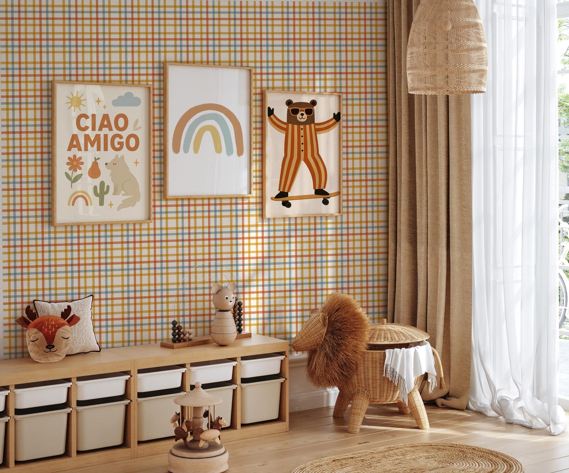 Colourful Gingham Wallpaper / Plaid Wallpaper / Checkered Wallpaper / Classic Wallpaper