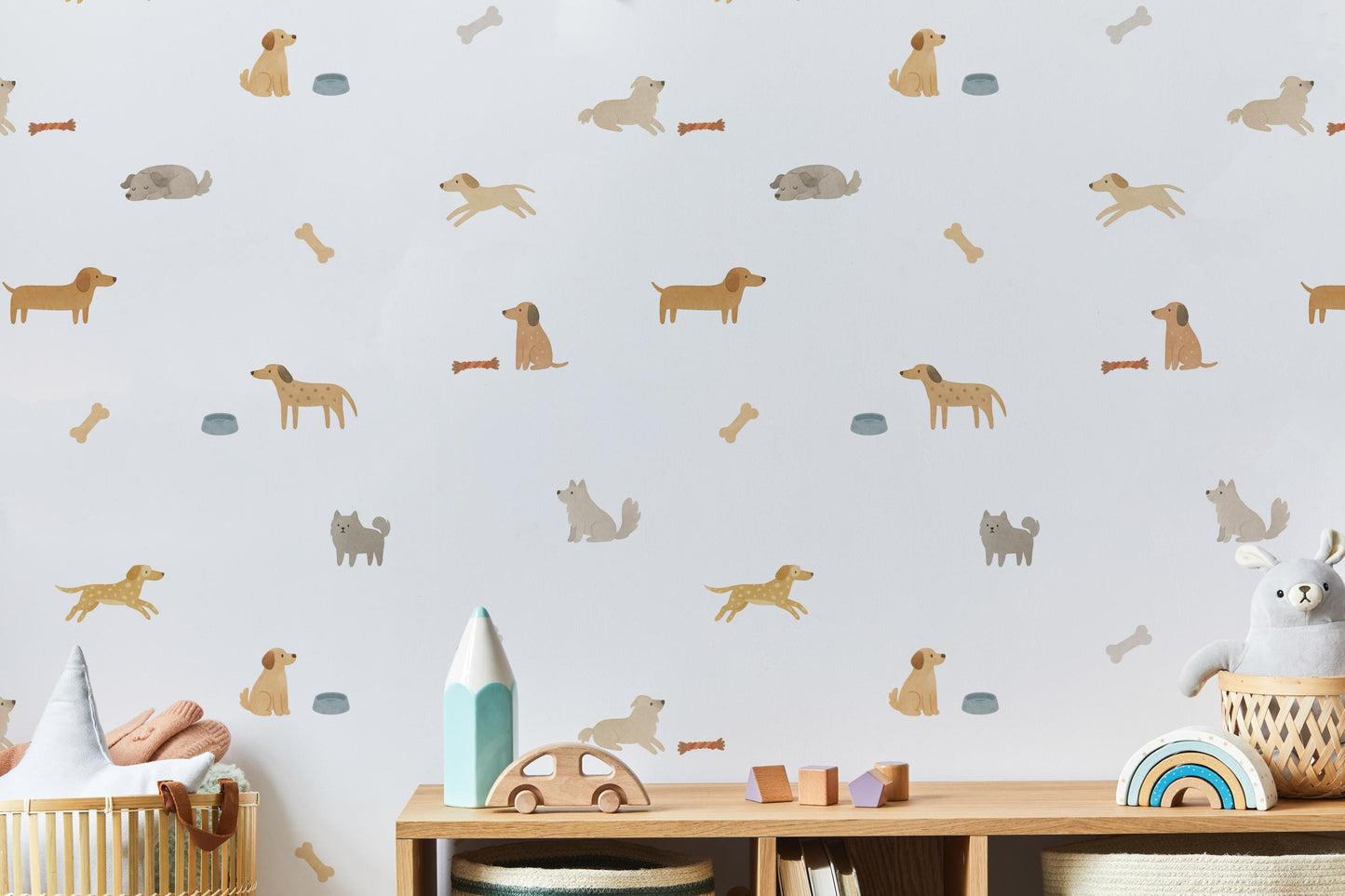 Dog Removable Wall Decals / Watercolour Animal Decals / Puppy Stickers /Watercolor Puppy Artwork / Neutral Nursery / Kids Room Wall Stickers
