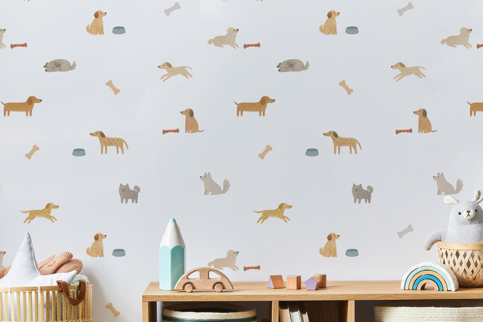 Dog Removable Wall Decals / Watercolour Animal Decals / Puppy Stickers /Watercolor Puppy Artwork / Neutral Nursery / Kids Room Wall Stickers