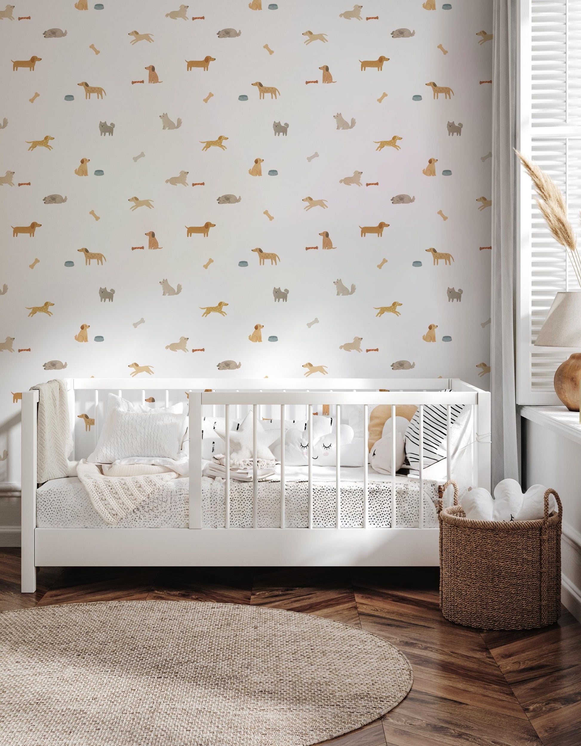 Dog Removable Wall Decals / Watercolour Animal Decals / Puppy Stickers /Watercolor Puppy Artwork / Neutral Nursery / Kids Room Wall Stickers