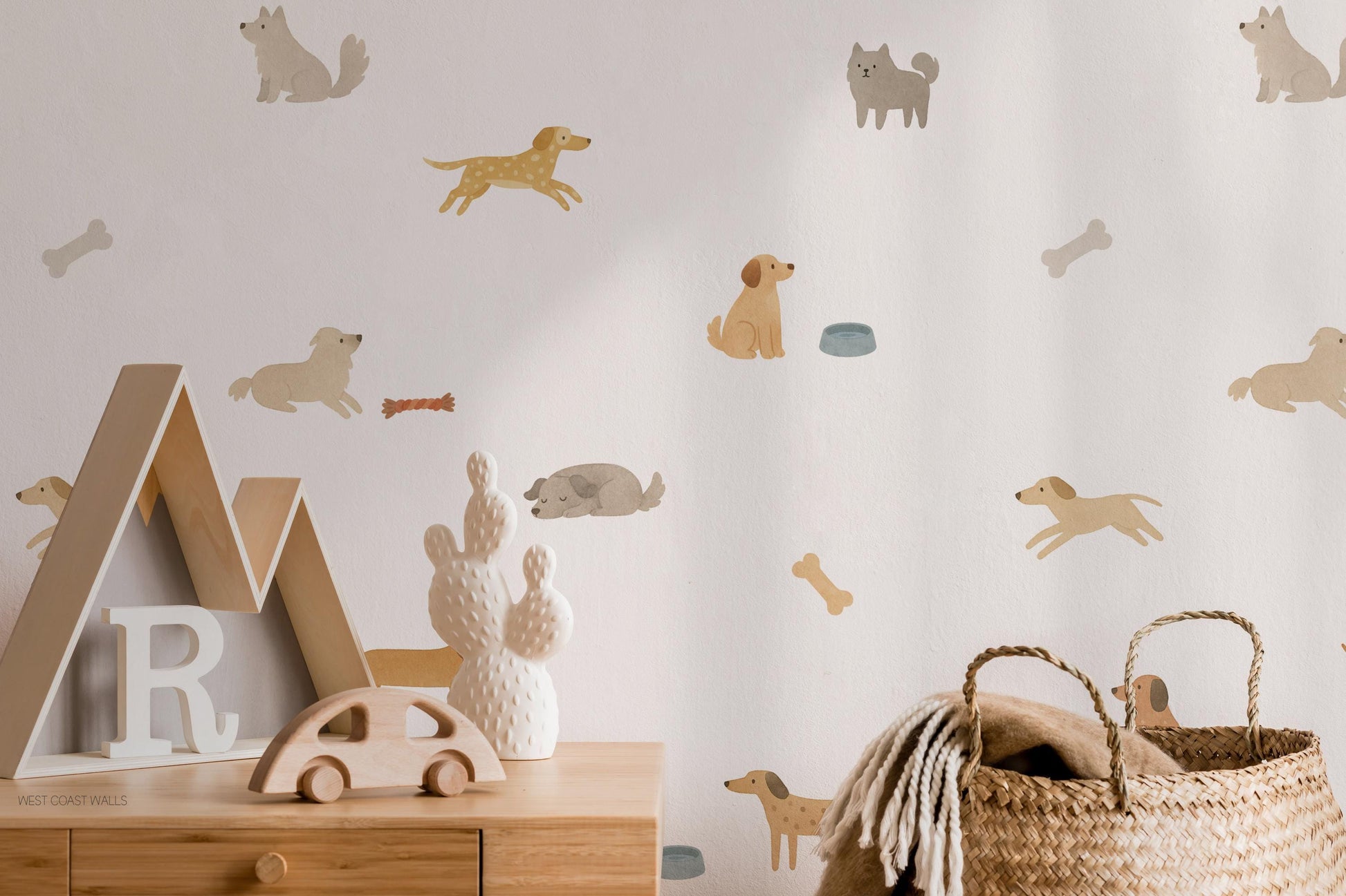 Dog Removable Wall Decals / Watercolour Animal Decals / Puppy Stickers /Watercolor Puppy Artwork / Neutral Nursery / Kids Room Wall Stickers